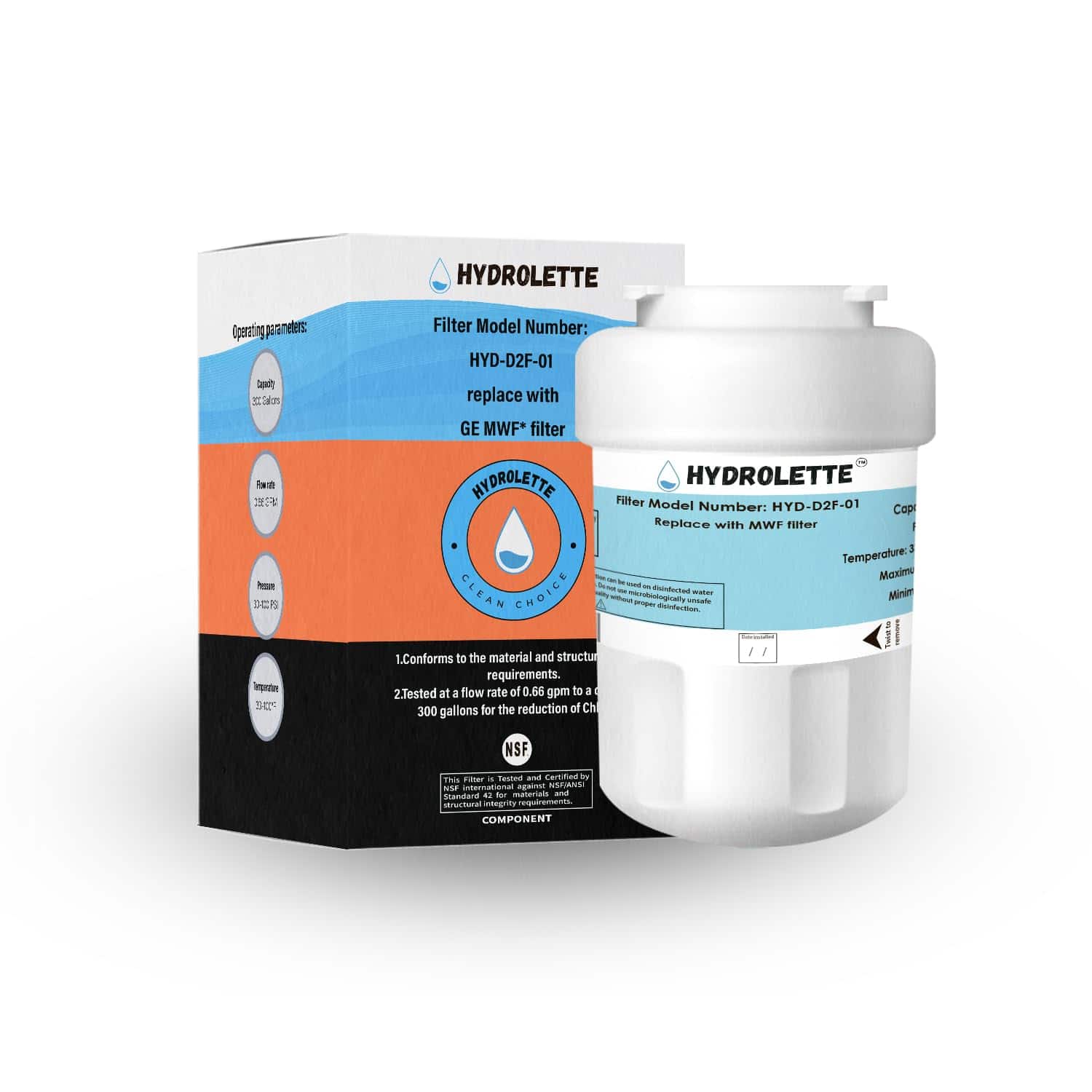 Filtro de Agua de Repuesto HYDROLETTE para GE MWF,