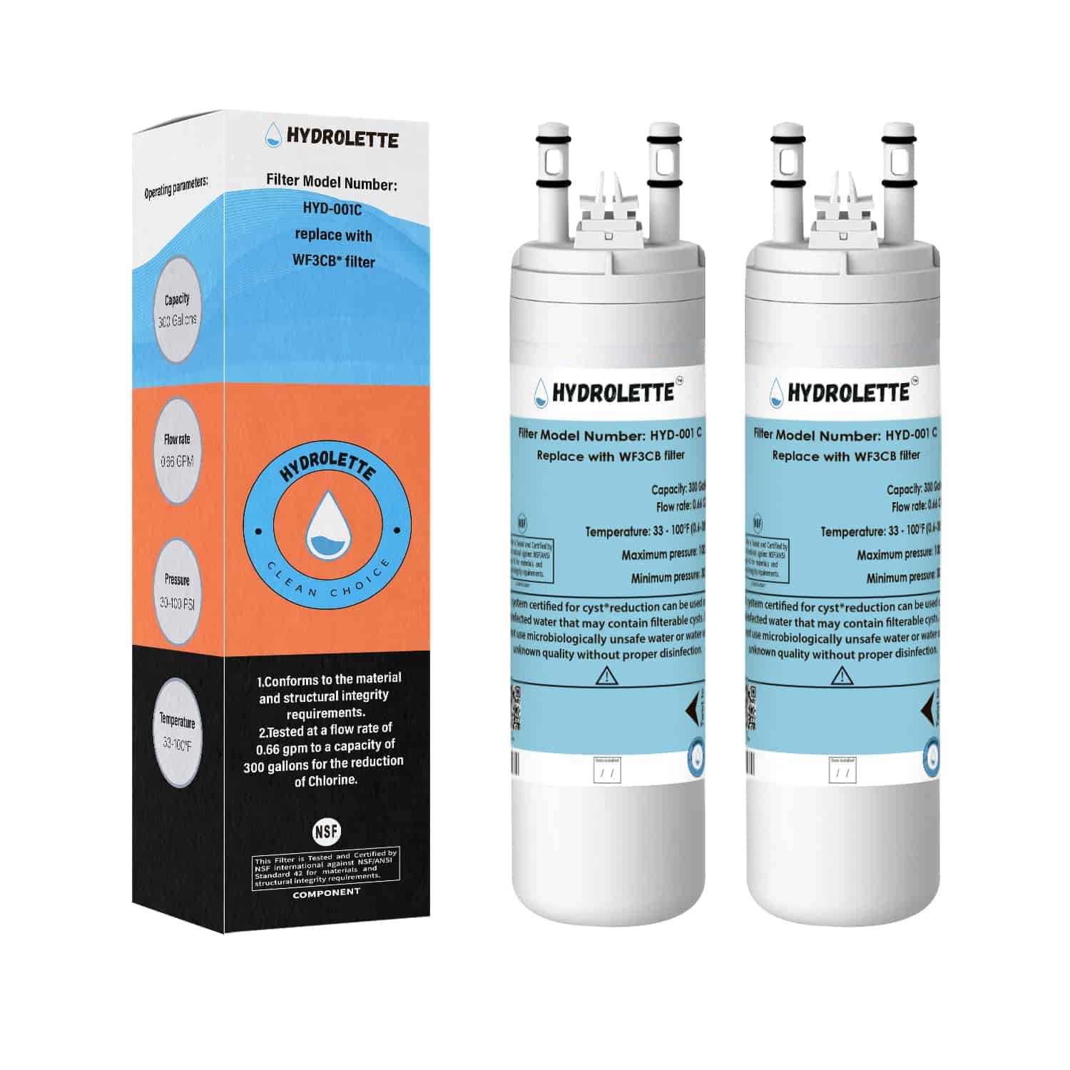 Filtro de Agua de Repuesto HYDROLETTE para WF3CB, HYD-001C
