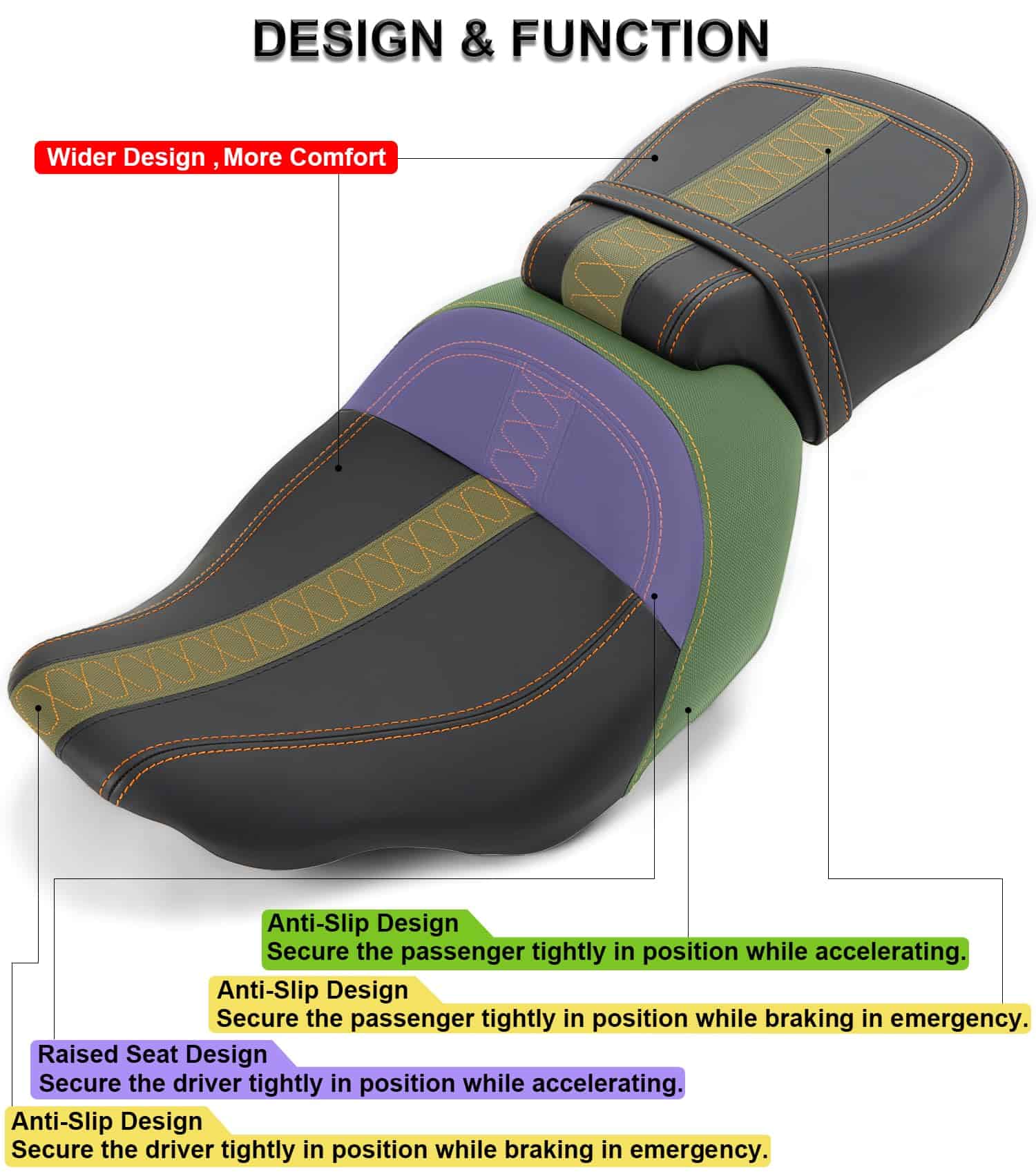 Asiento de conductor y pasajero de dos -Naranja - Imagen 7