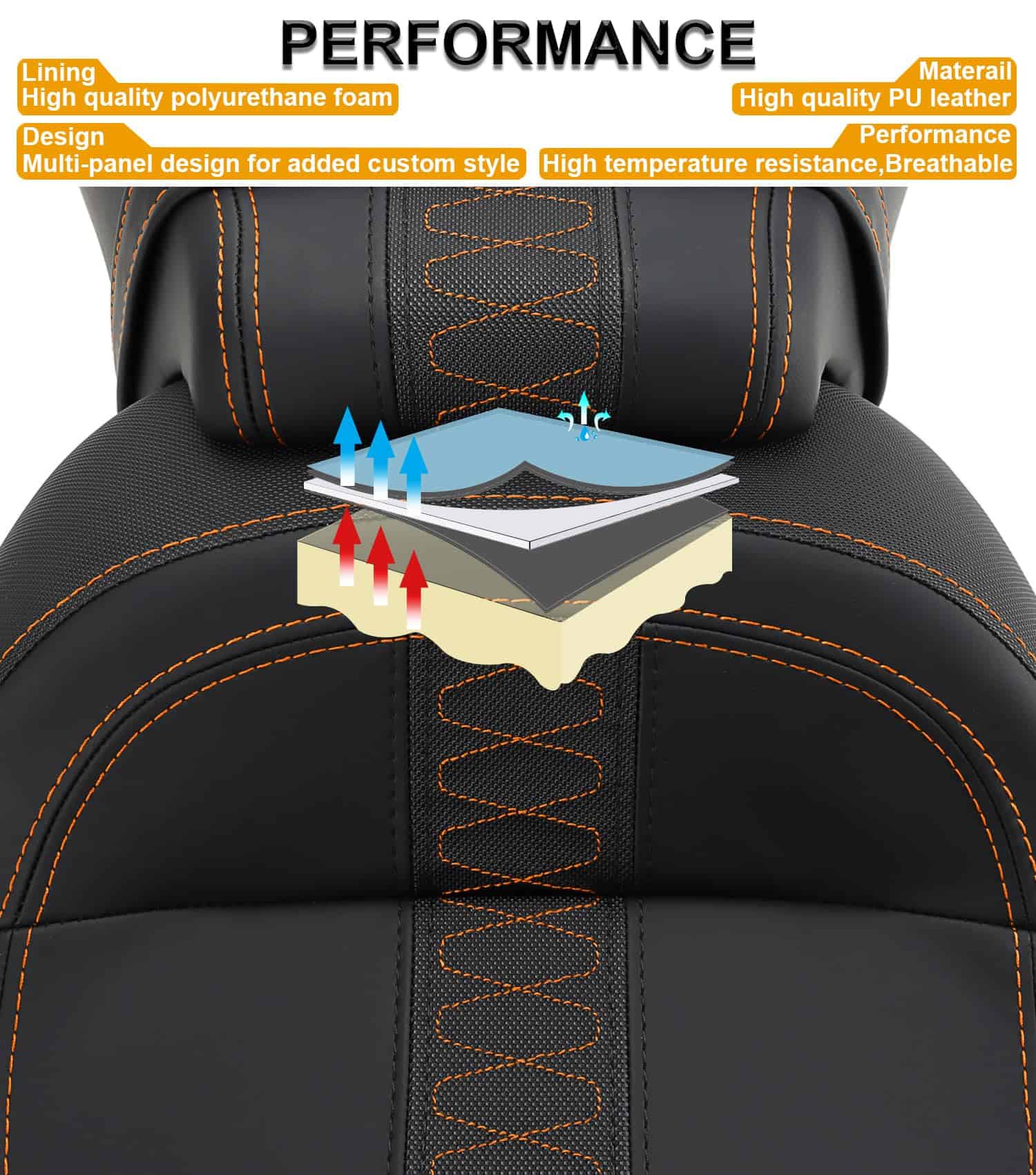 Asiento de conductor y pasajero de dos -Naranja - Imagen 6