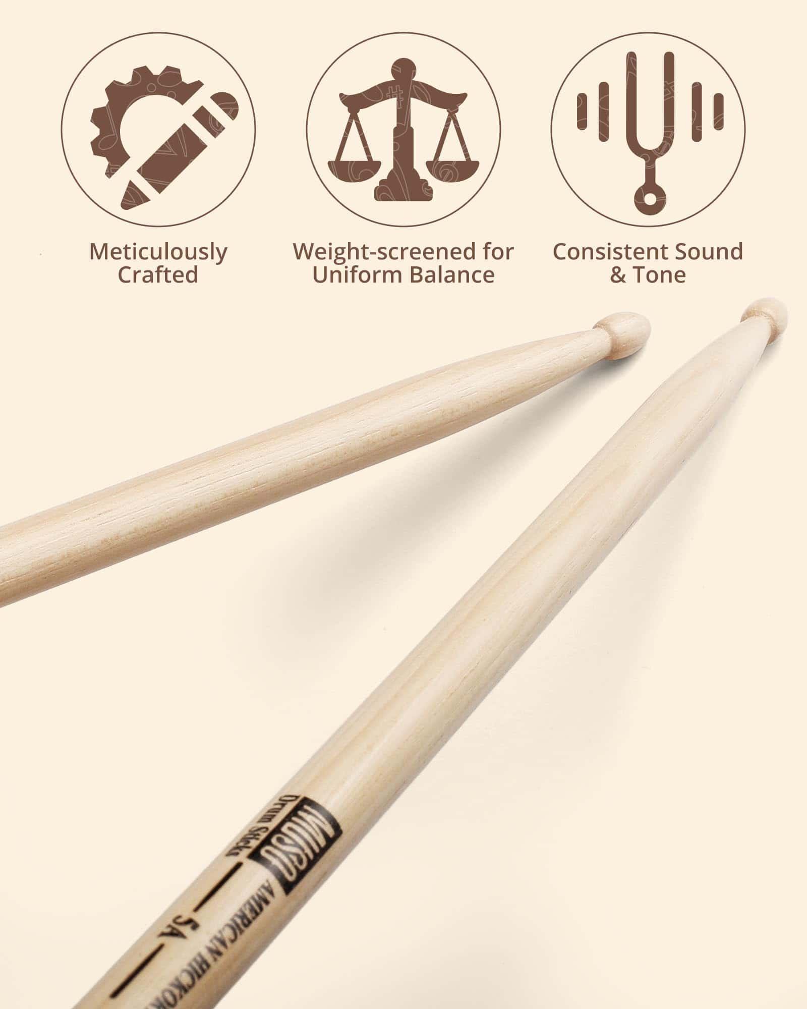 Baquetas de Tambor, Baquetas de Nogal Americano, Baquetas - Imagen 5