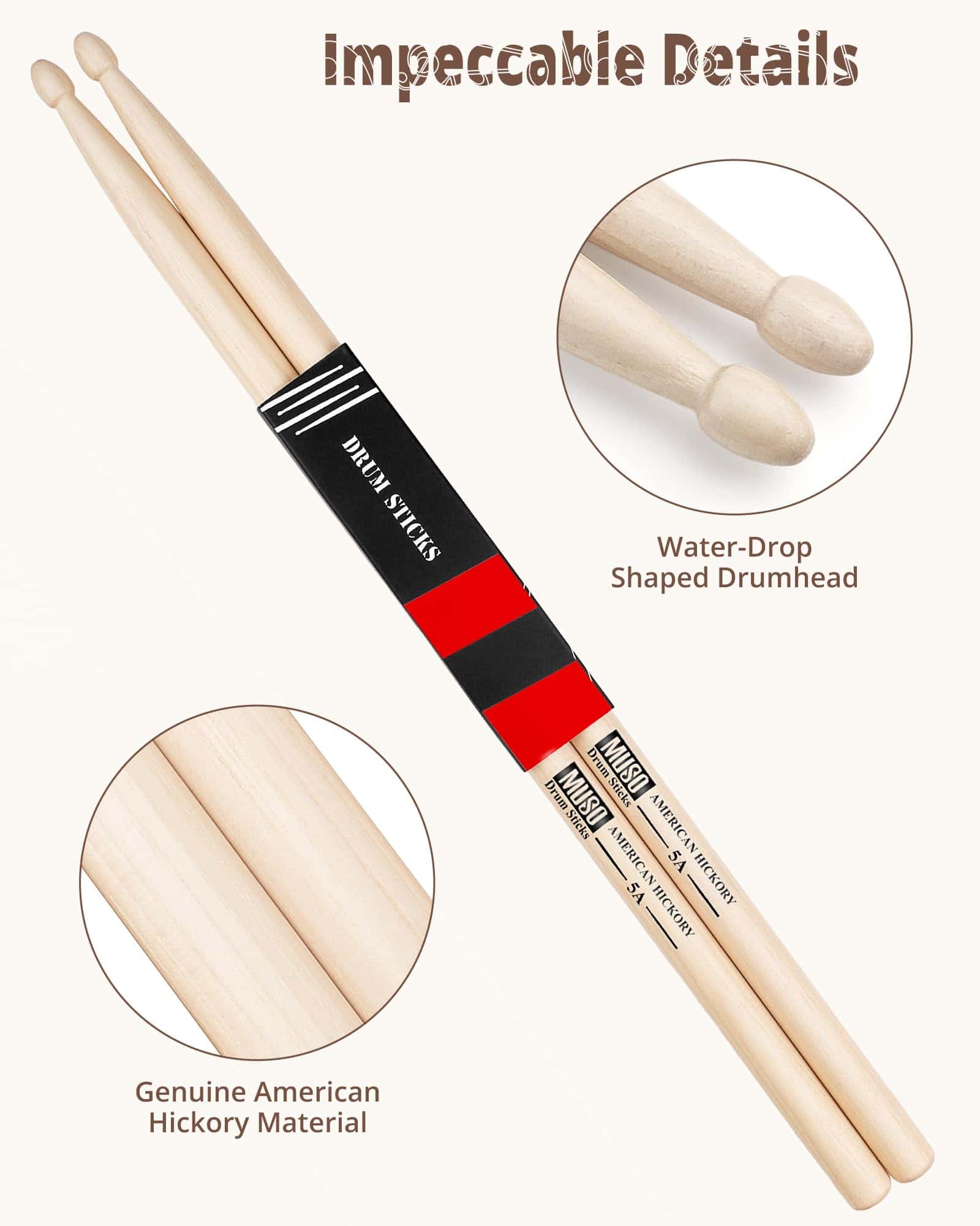 Baquetas de Tambor, Baquetas de Nogal Americano, Baquetas - Imagen 6