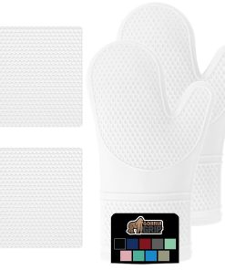 Set de 4 Guantes de Horno y Agarraderas de Silicona Suave