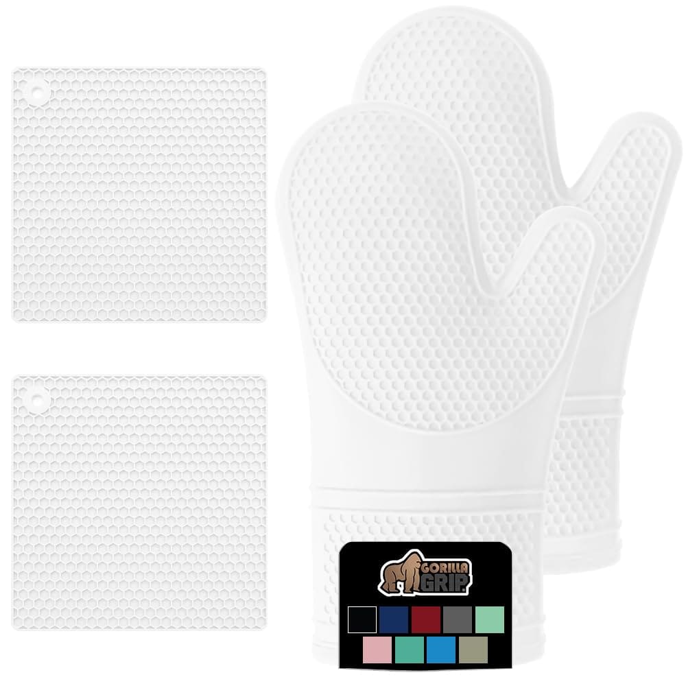 Set de 4 Guantes de Horno y Agarraderas de Silicona Suave