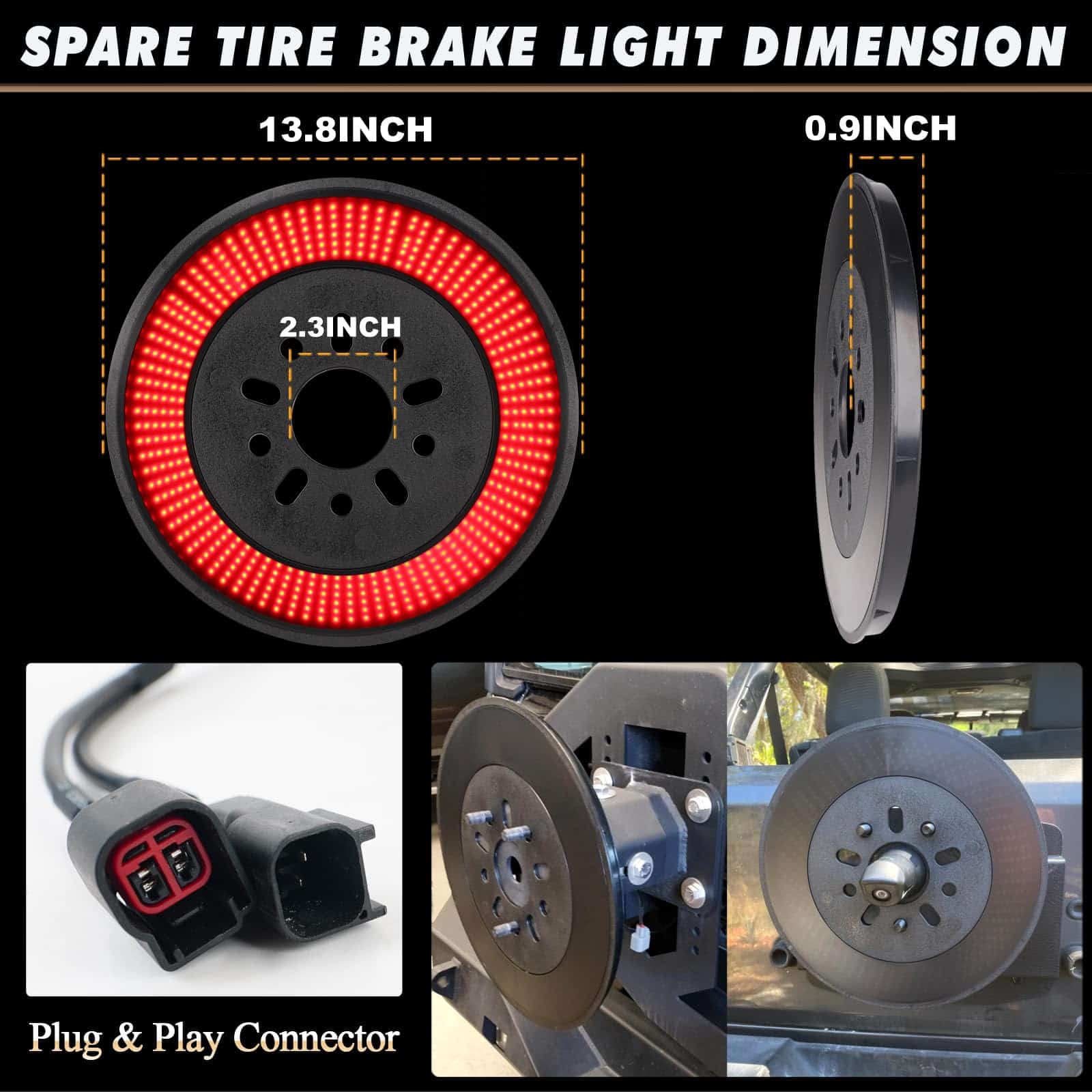 PKEDUO JK Luz de freno de repuesto, LED rojo de tercer - Imagen 6