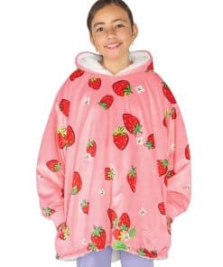 Manta con capucha Bare Home Sherpa Fleece -Fresas