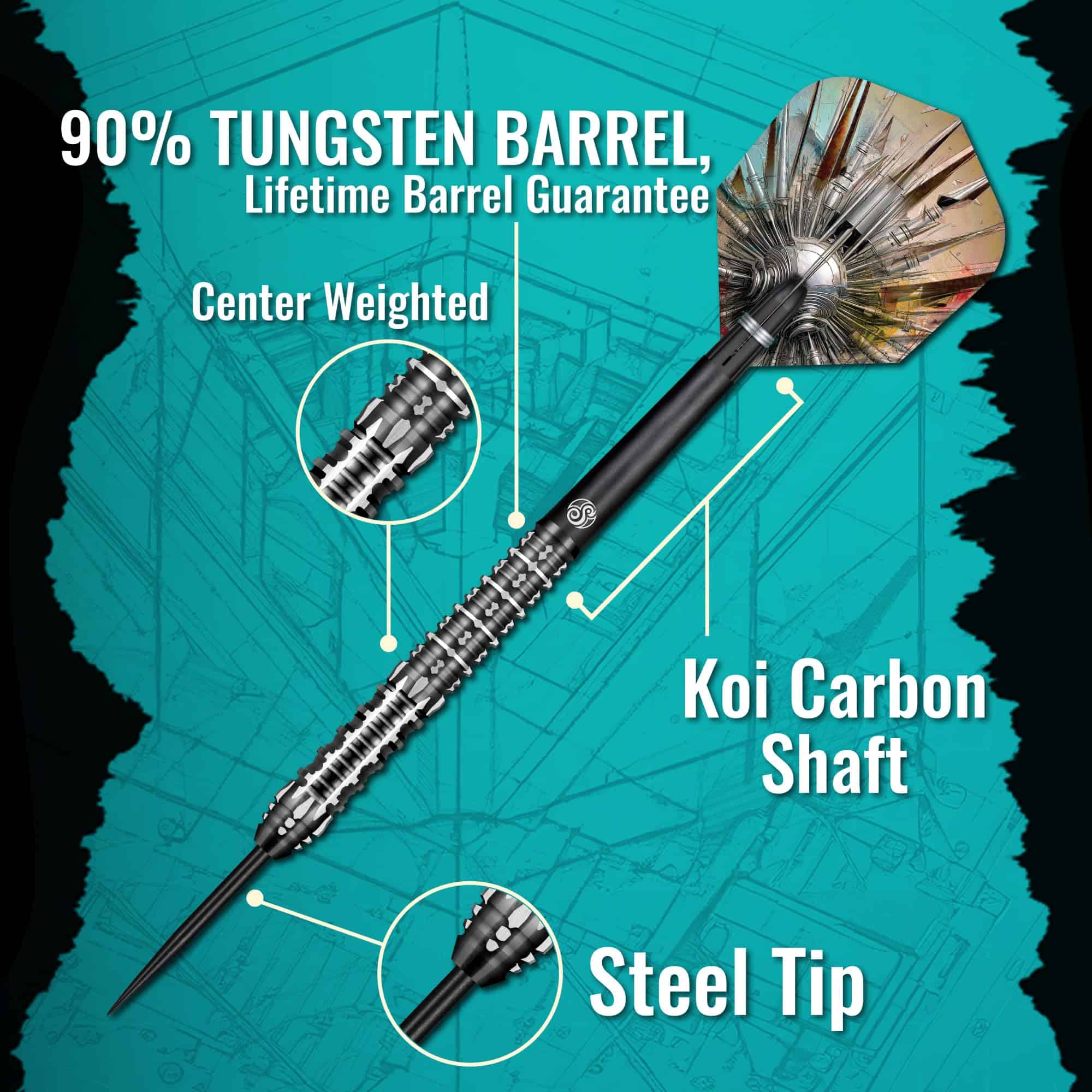 Set de Dardos de Puntas de Acero Shot! Gnarly Shredda 90% - Imagen 4