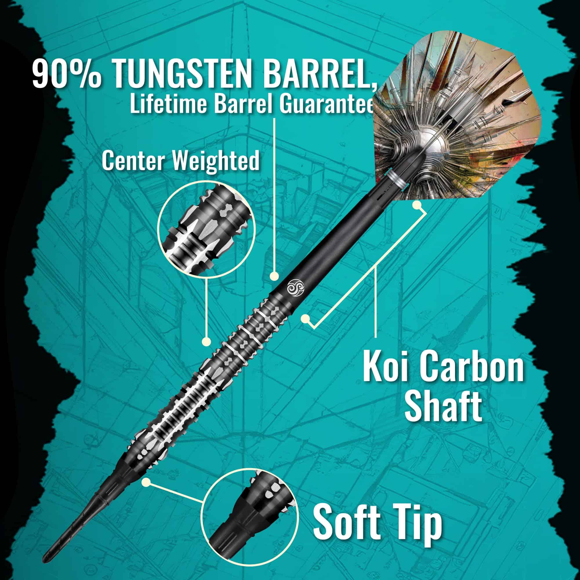 Set de Dardos Suaves Shot! - Gnarly Shredda 90% Tungsteno - Imagen 4