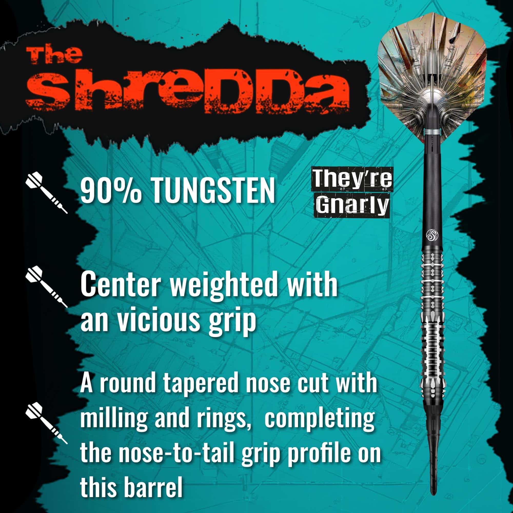 Set de Dardos Suaves Shot! - Gnarly Shredda 90% Tungsteno - Imagen 3