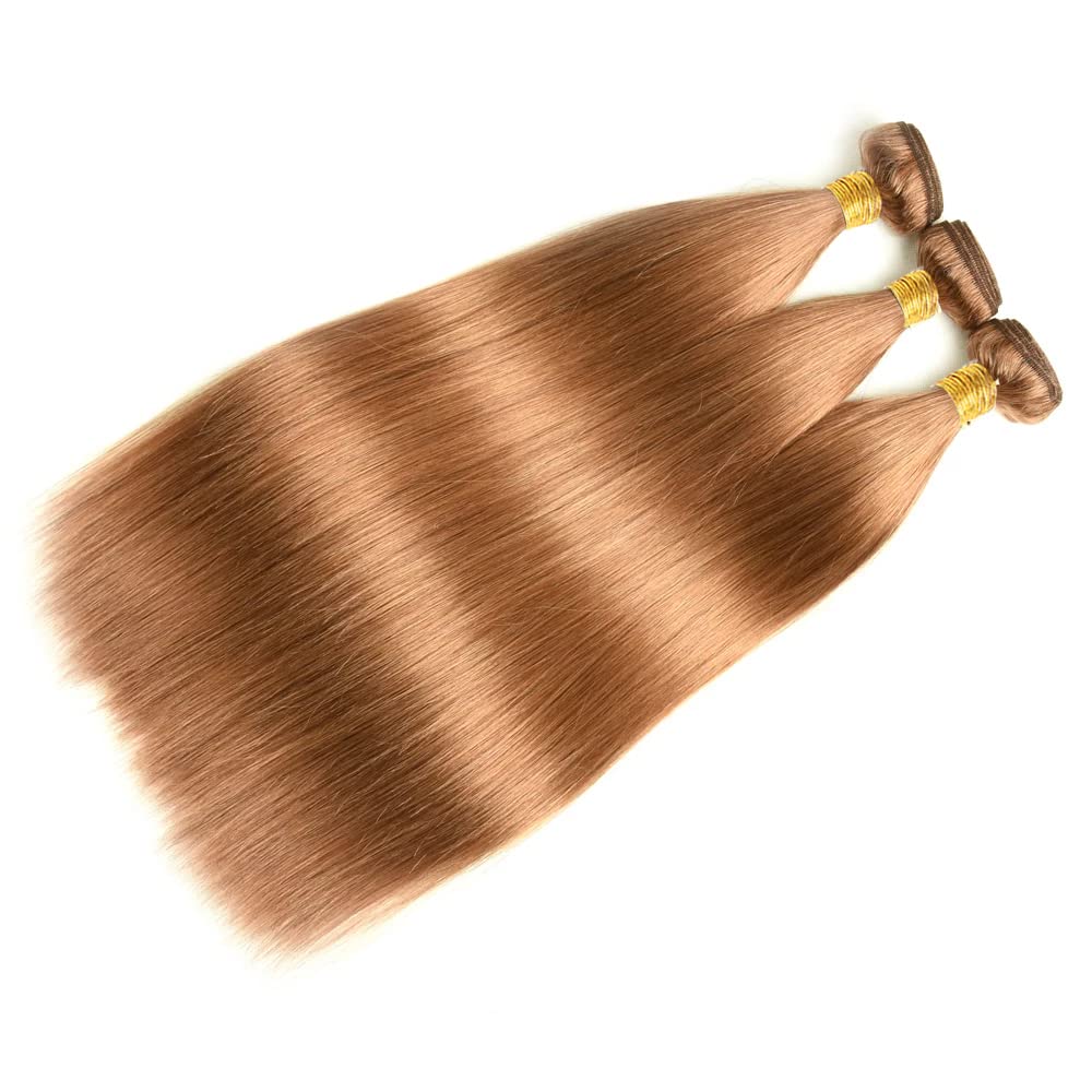 #30 Brown Bundles Cabello Humano Recto 18 20 22 Pulgadas 3 - Imagen 8