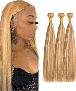 Paquetes de Cabello Humano Rubio Destacado P27/613 Recto 26