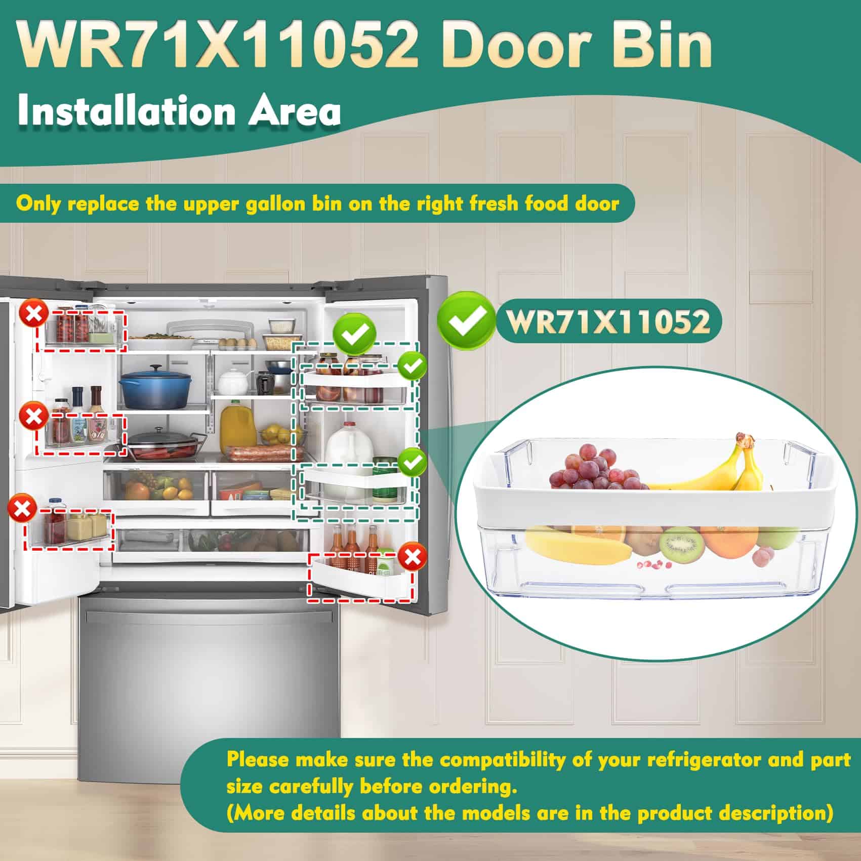 Bandeja de Puerta para Galones WR71X11052 Mejorada, - Imagen 8