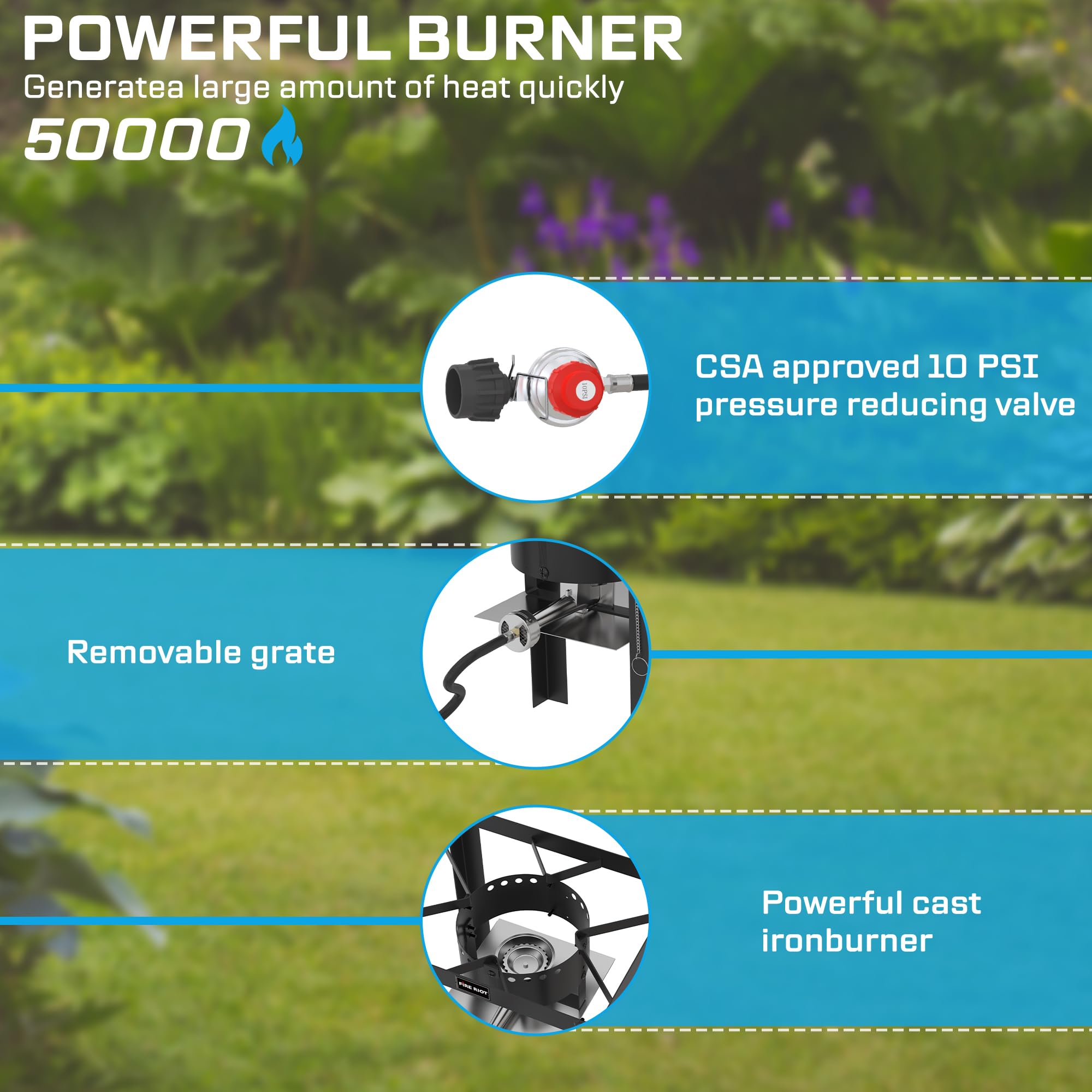 Freidora profunda de propano Fire Riot 50,000 BTU - 18QT de - Imagen 3