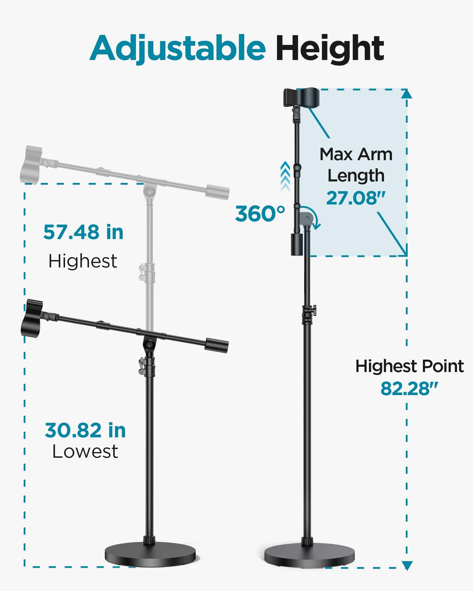 InnoGear Mic Stand, Altura Máxima 82.28" Soporte de - Imagen 5