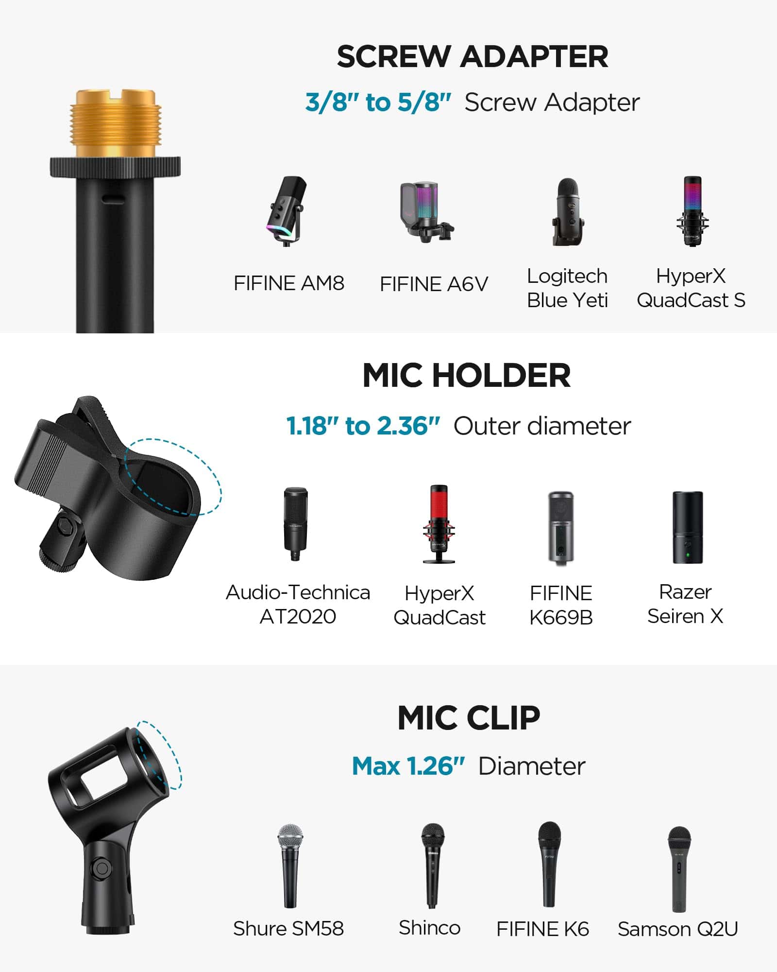 InnoGear Mic Stand, Altura Máxima 82.28" Soporte de - Imagen 7