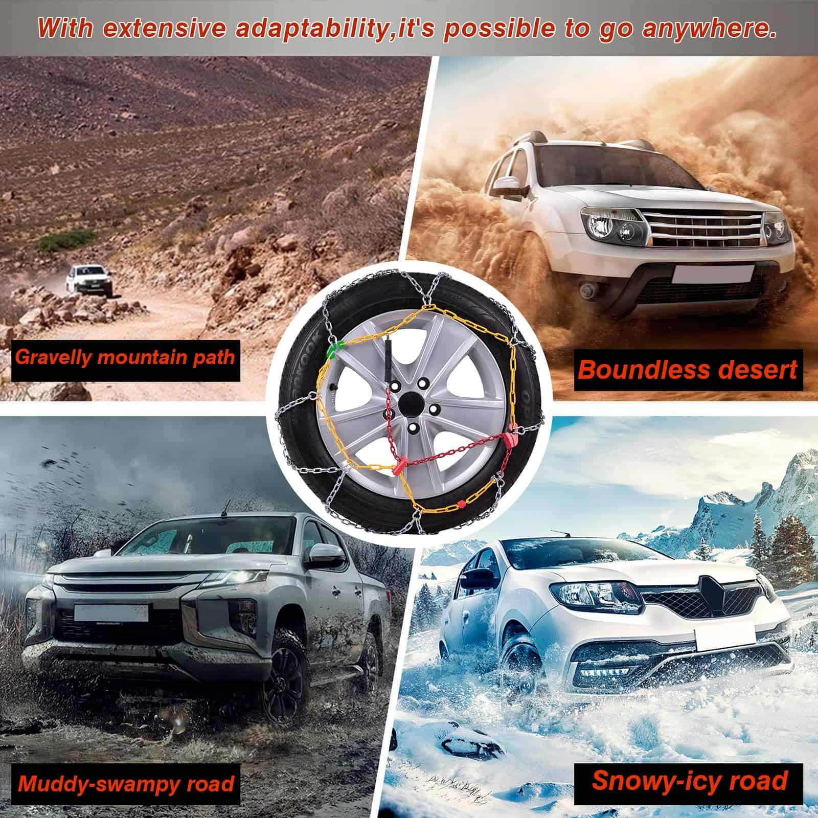 AOSUYOU 2 PCS Cadenas de Nieve para Coche Auto Fijación - Imagen 8