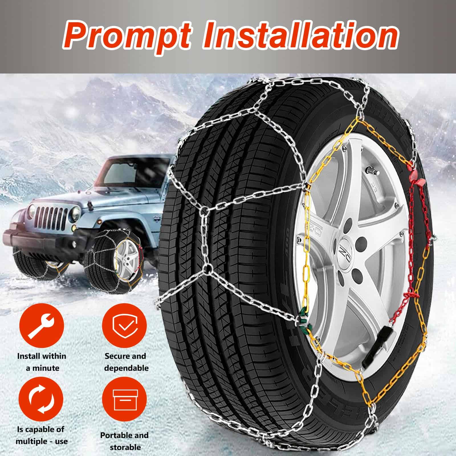 AOSUYOU 2 PCS Cadenas de Nieve para Coche Auto Fijación - Imagen 5