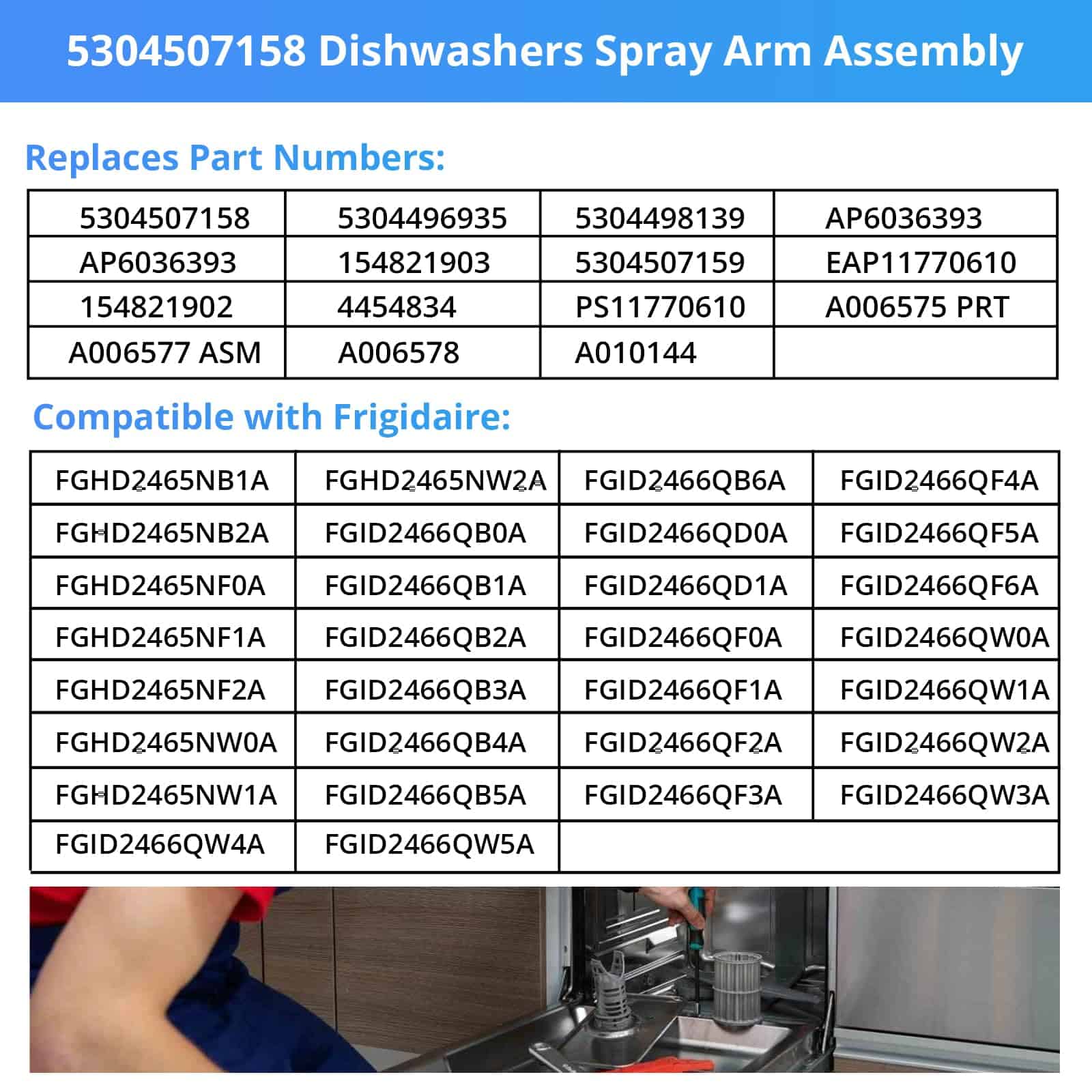 5304507158 Ensamble del Brazo Rociador para Lavavajillas - Imagen 6