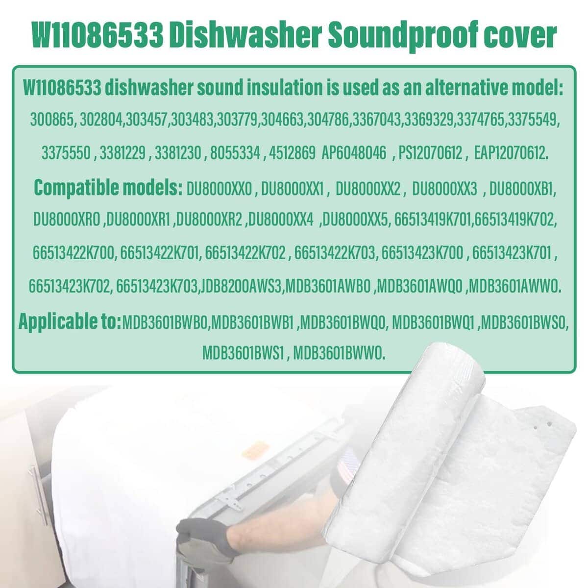 Cubierta insonorizante para lavavajillas W11086533, Blanco - Imagen 5