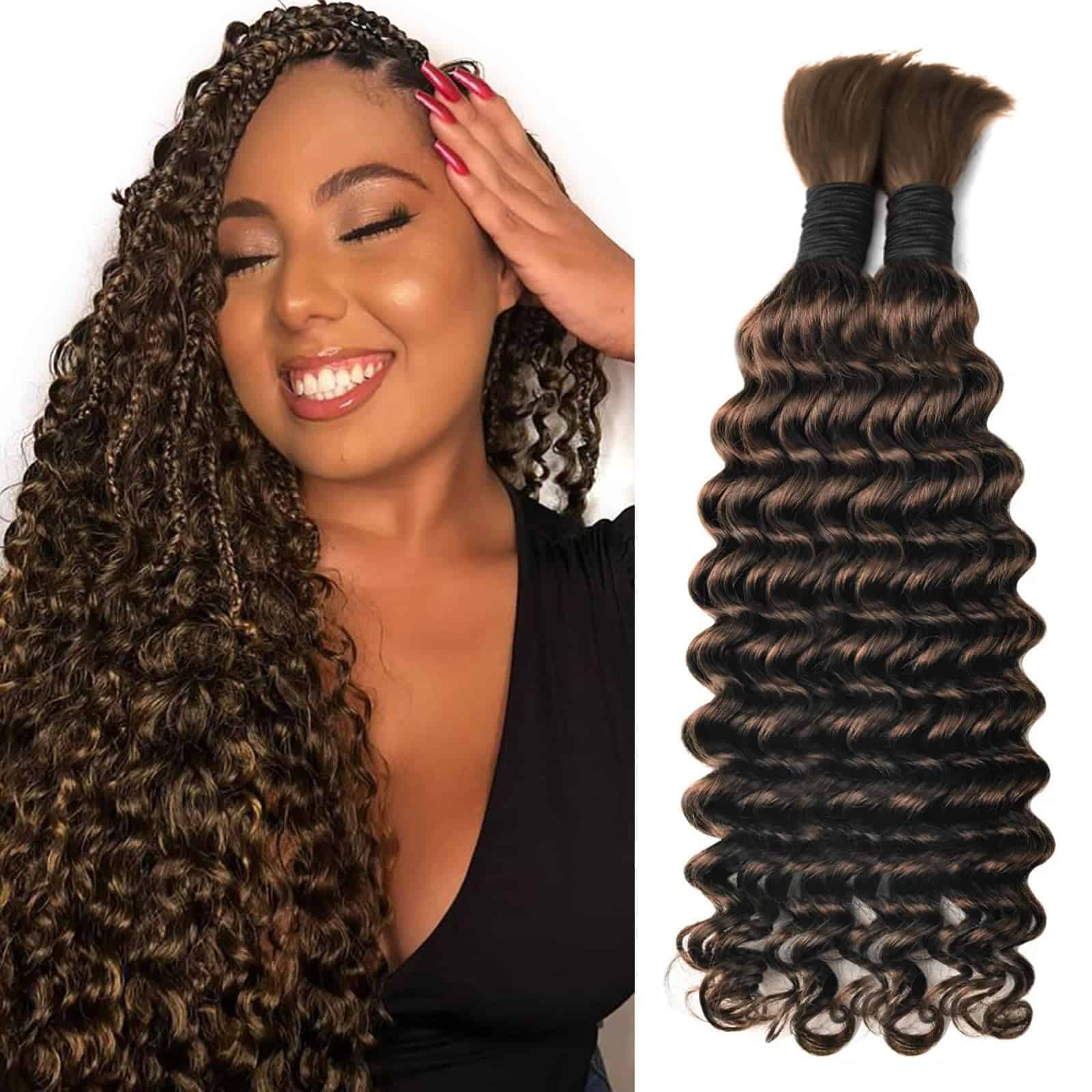 Cabello humano para trenzas boho #4 22 pulgadas 2 paquetes