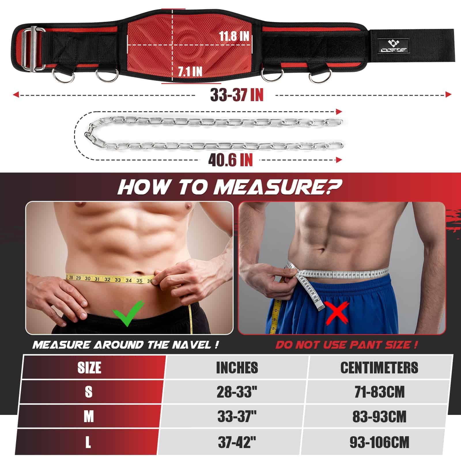 Cinturón de Levantamiento de Pesas de 3 en 1 con Cadena de - Imagen 6