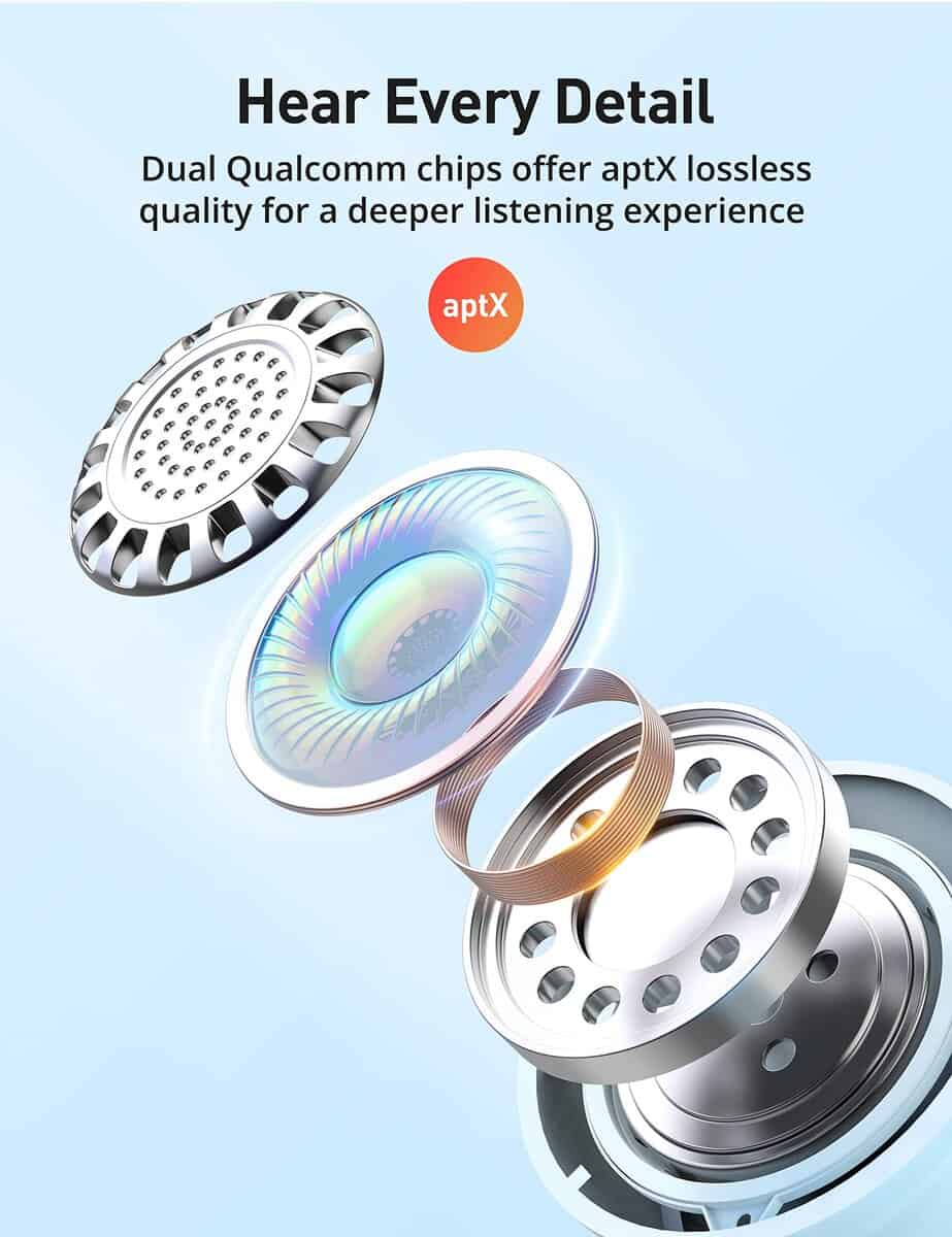 Audífonos inalámbricos Hsoipn, Bluetooth 5.2 Estéreo aptX, - Imagen 3