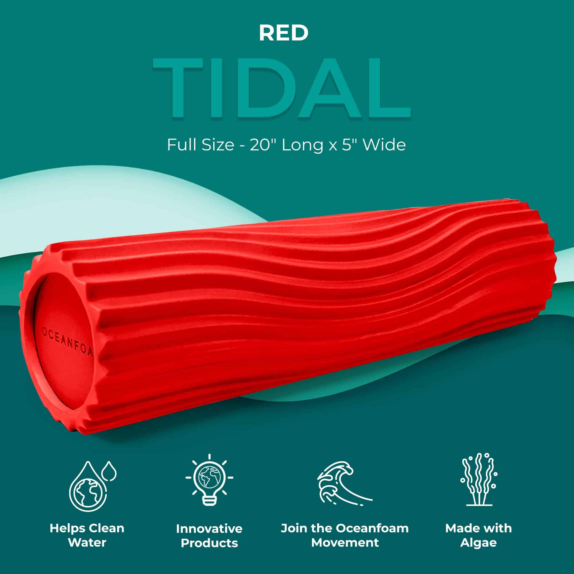 Oceanfoam Tidal Roller - Rodillo de masaje muscular - Rojo - Imagen 3