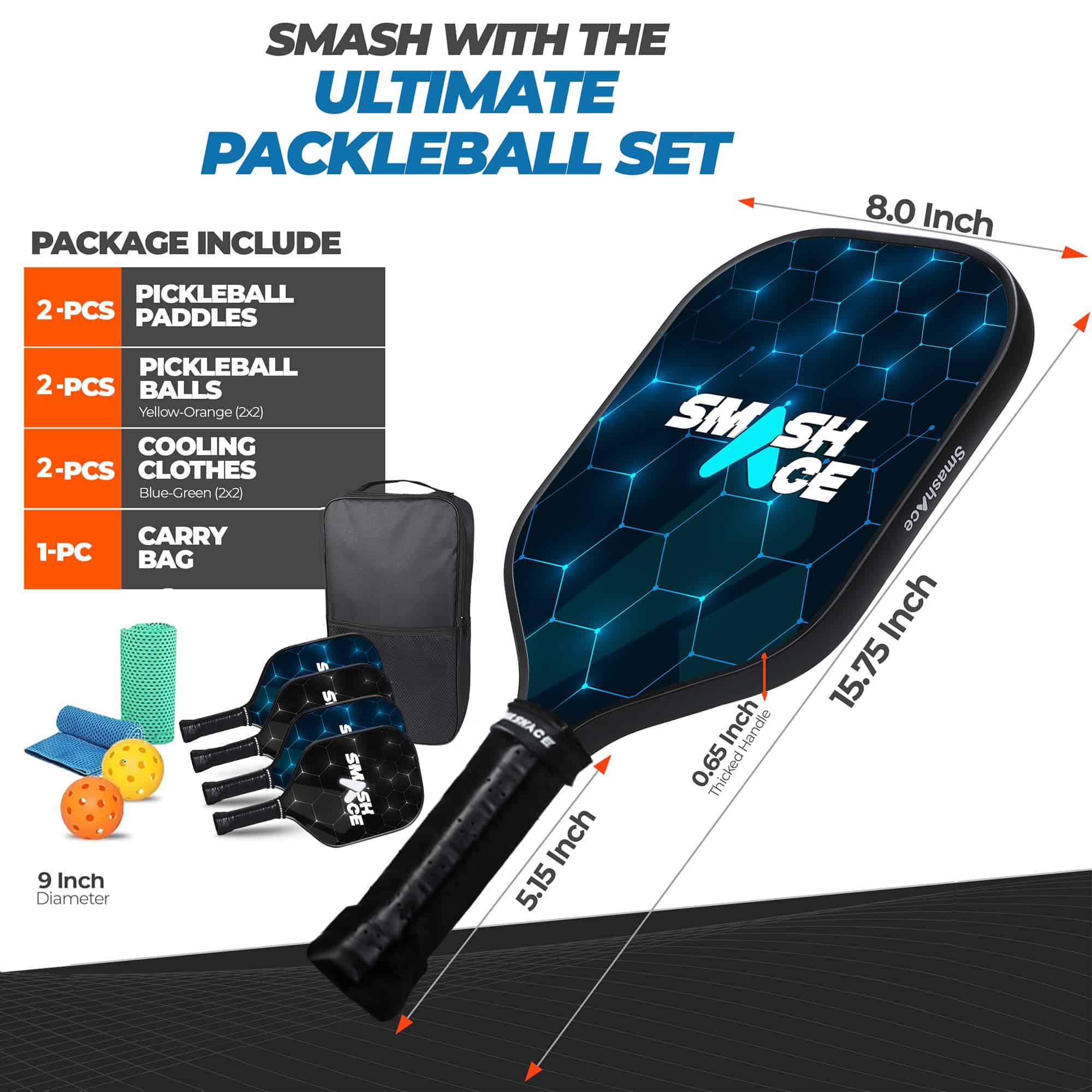 Set de Paletas de Pickleball USAPA Aprobado SmashAce - - Imagen 3