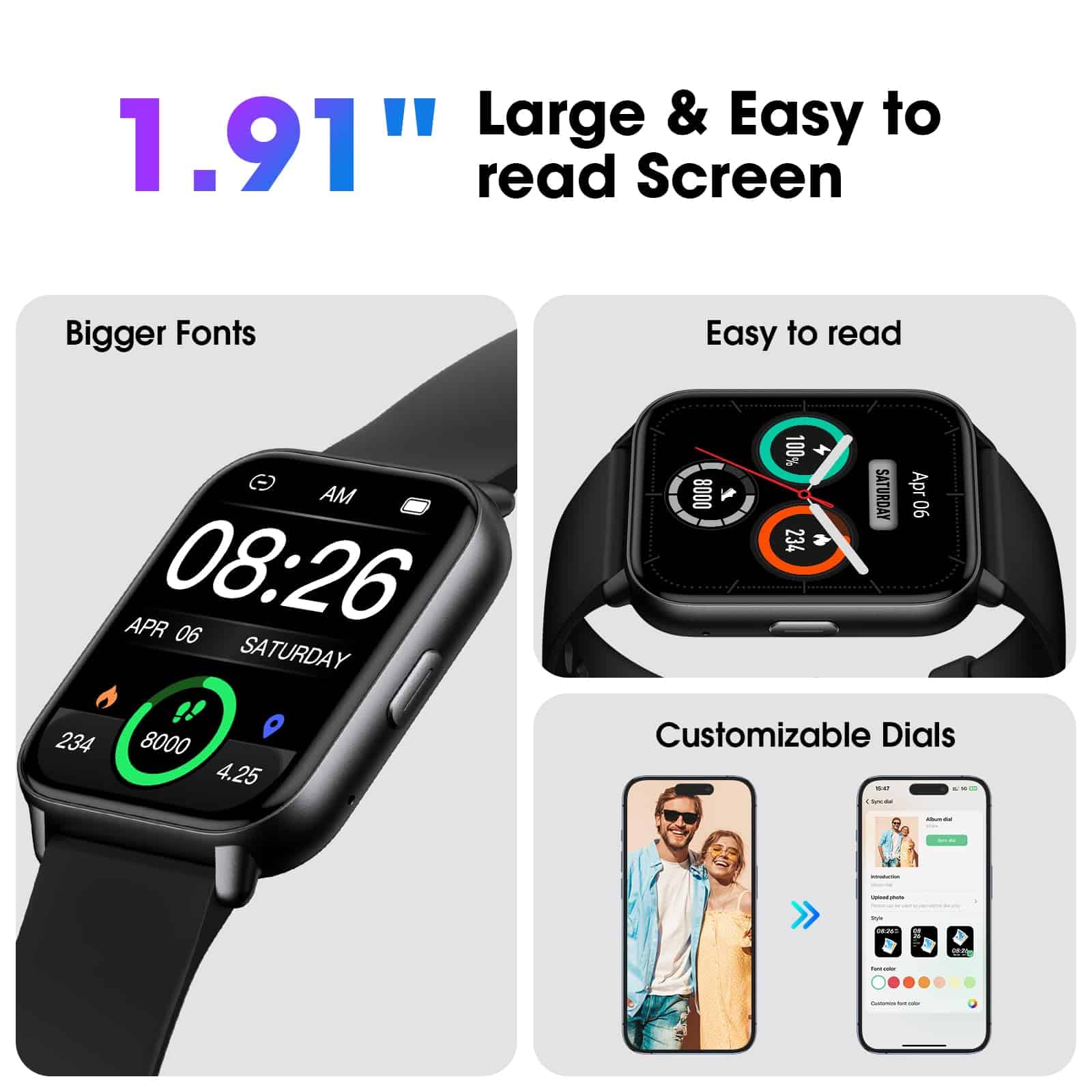 Smart Watch para Hombres y Mujeres, Pantalla de 1.91'' con - Imagen 5