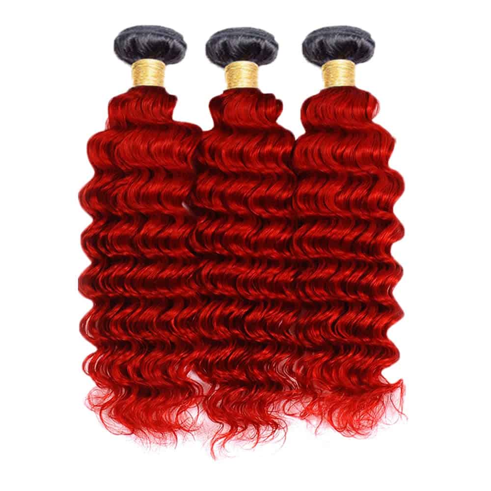 14 16 18 pulgadas Paquetes de Cabello Humano Rojo Ombre - Imagen 8