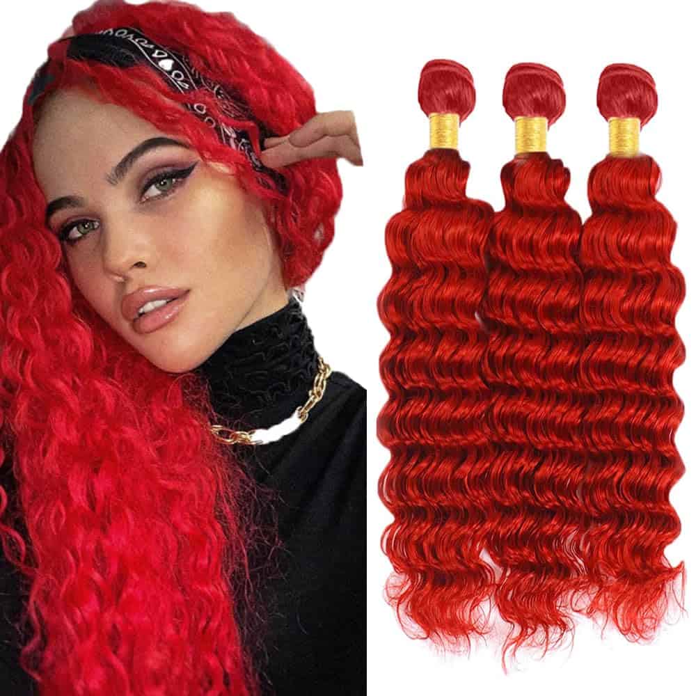 14 16 18 pulgadas Paquetes de Cabello Humano Rojo Ombre
