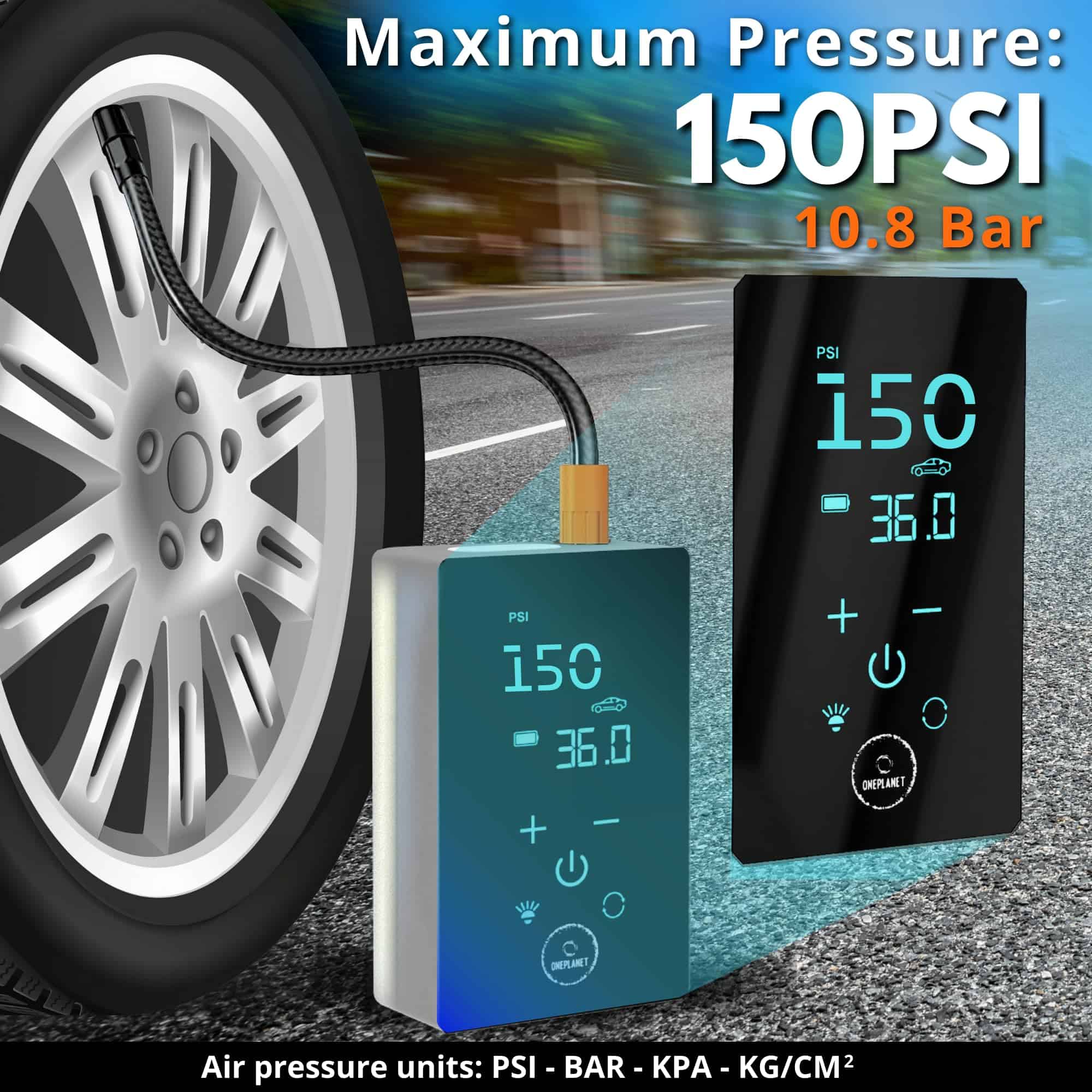 Inflador de Neumáticos Portátil OnePlanet - Compresor de - Imagen 4