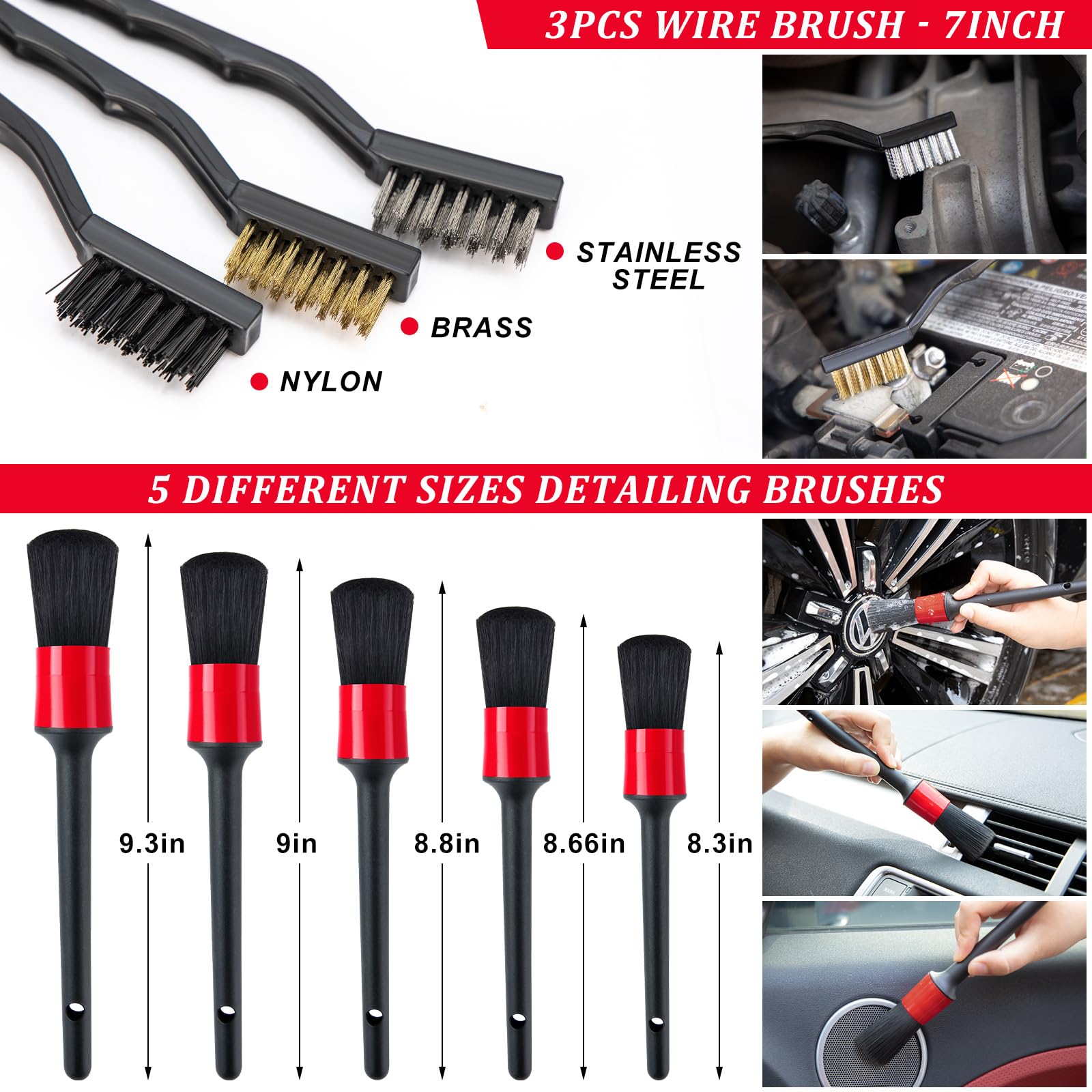 GPUSFAK 47Pcs Juego de Limpieza para Automóvil con - Imagen 6