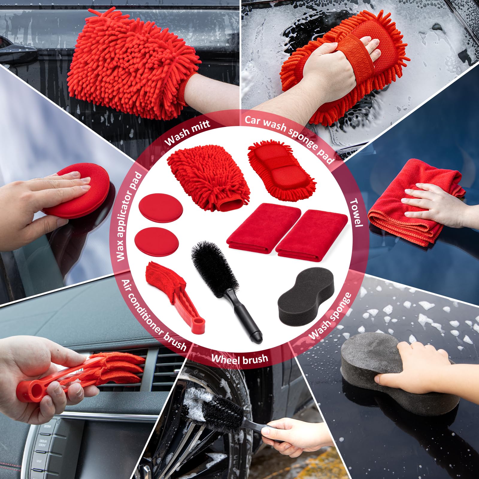 GPUSFAK 47Pcs Juego de Limpieza para Automóvil con - Imagen 8