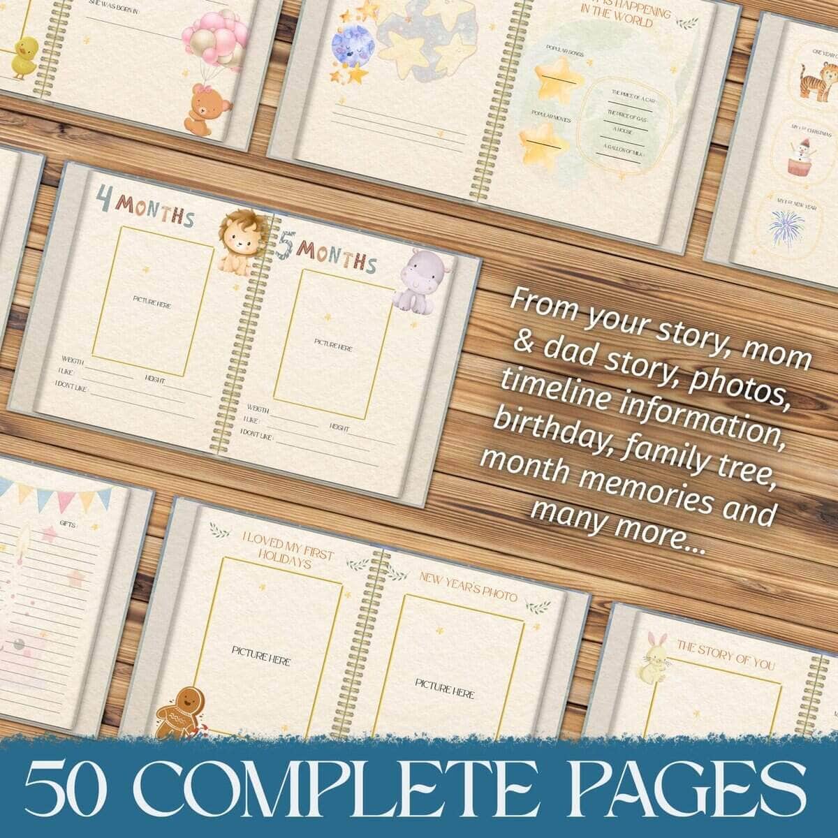 Libro de Recuerdos de Bebé Caja de Recuerdos para Niña o - Imagen 7