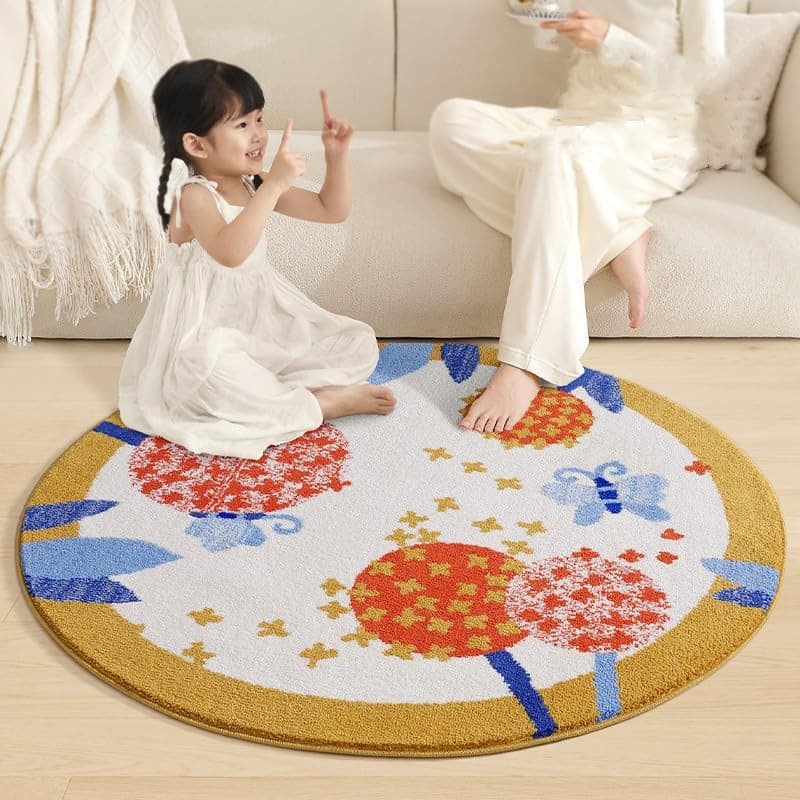 Tapete de Área Redonda de Mariposa Poowe para Niños Suave y - Imagen 5