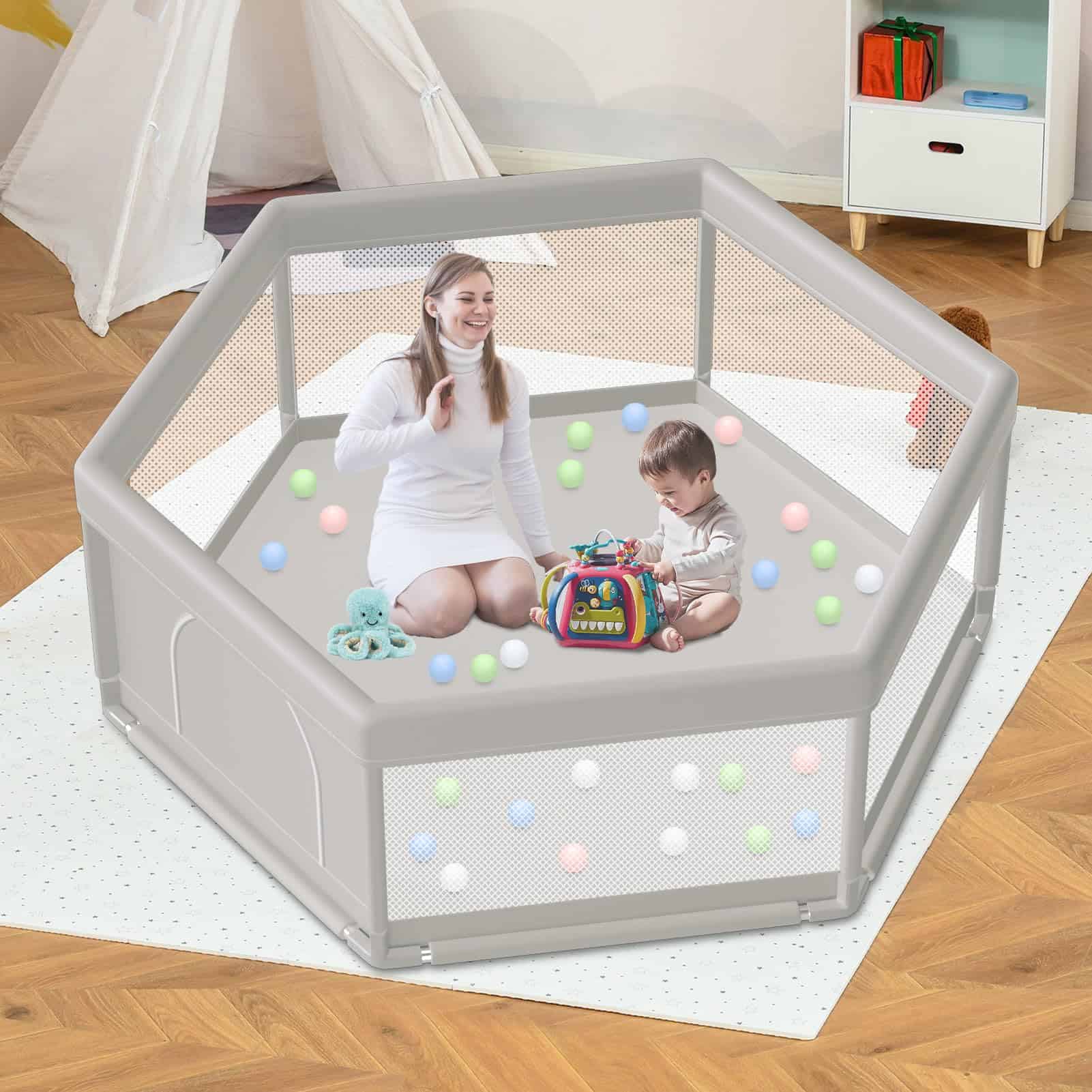 Corralito Grande para Bebés, 65x65 Pulgadas, Corralito para