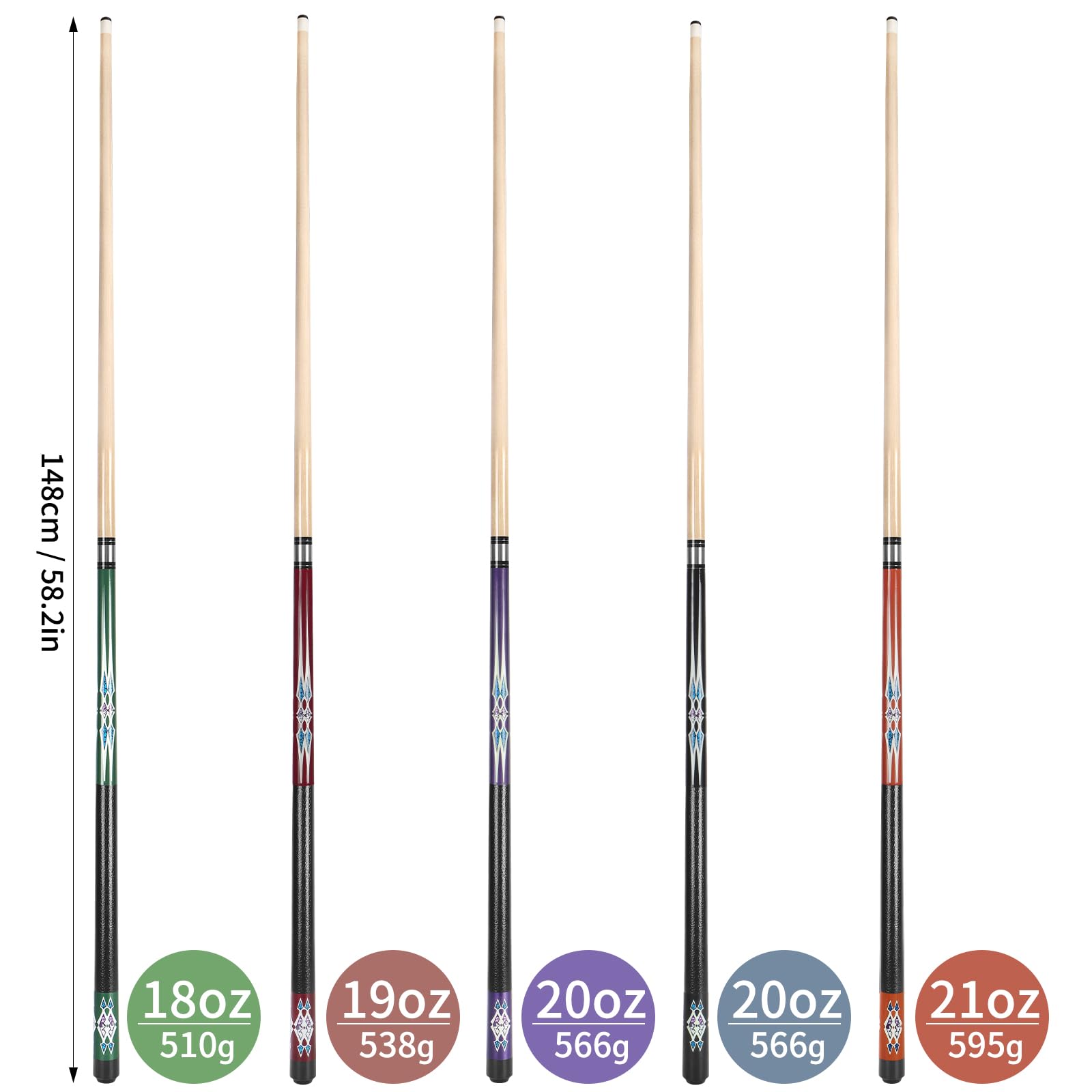 Conjunto de 5 palos de billar Kmise, taco de billar de - Imagen 10