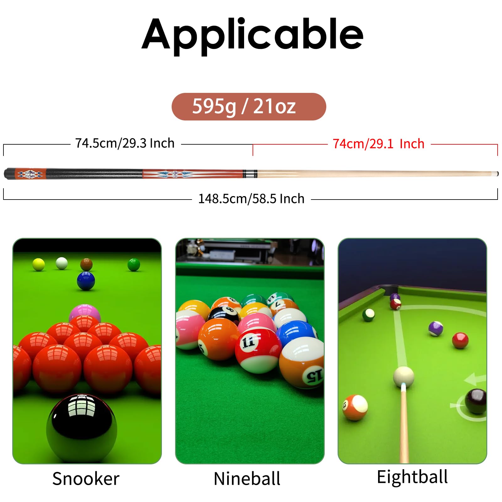 Conjunto de 5 palos de billar Kmise, taco de billar de - Imagen 6