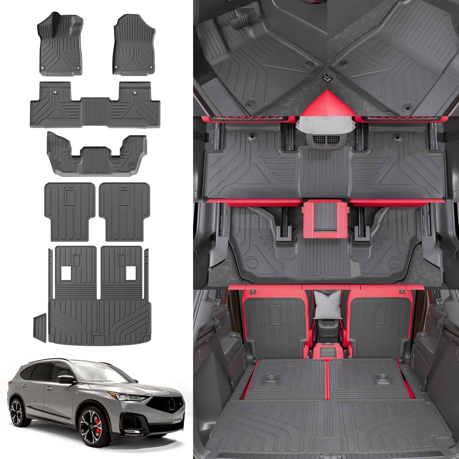 Thinzyou Tapetes de Piso Compatibles con Acura MDX