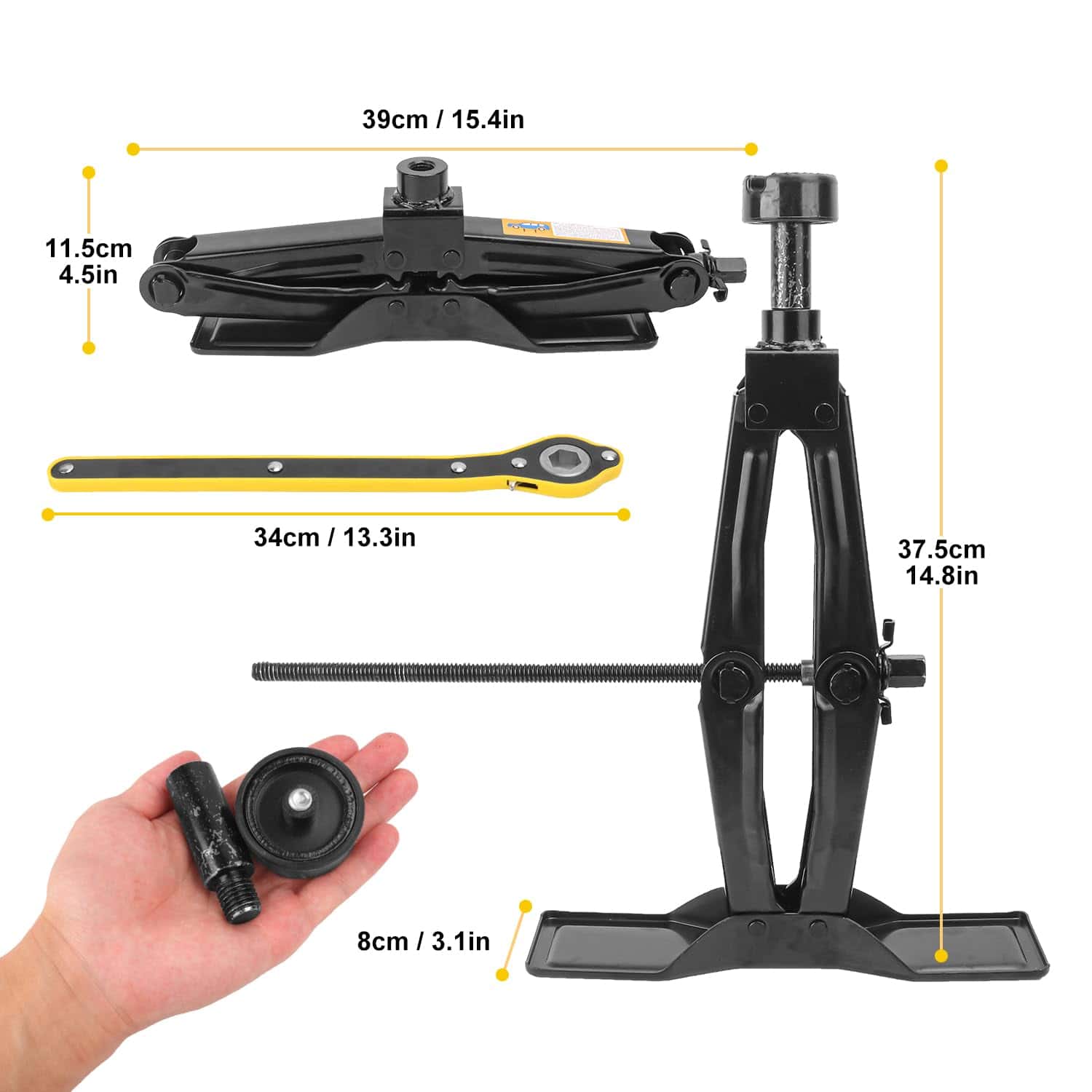 Gato de Tijera Negro Biugaaufai para Coche - Capacidad de - Imagen 3