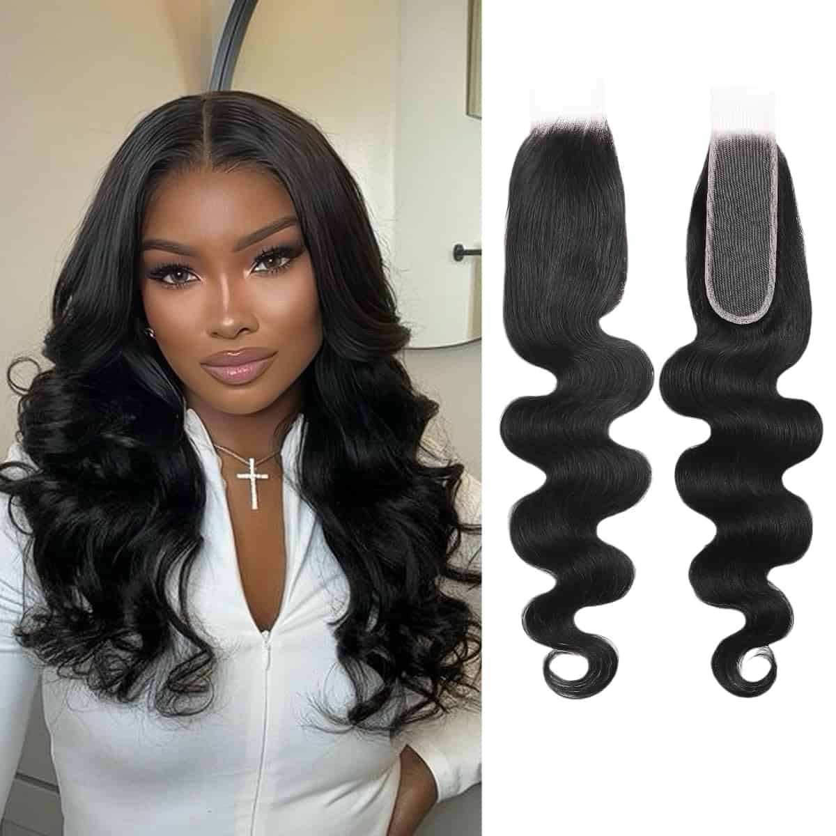 Cierre de encaje HD 2x6 Onda corporal Cabello humano