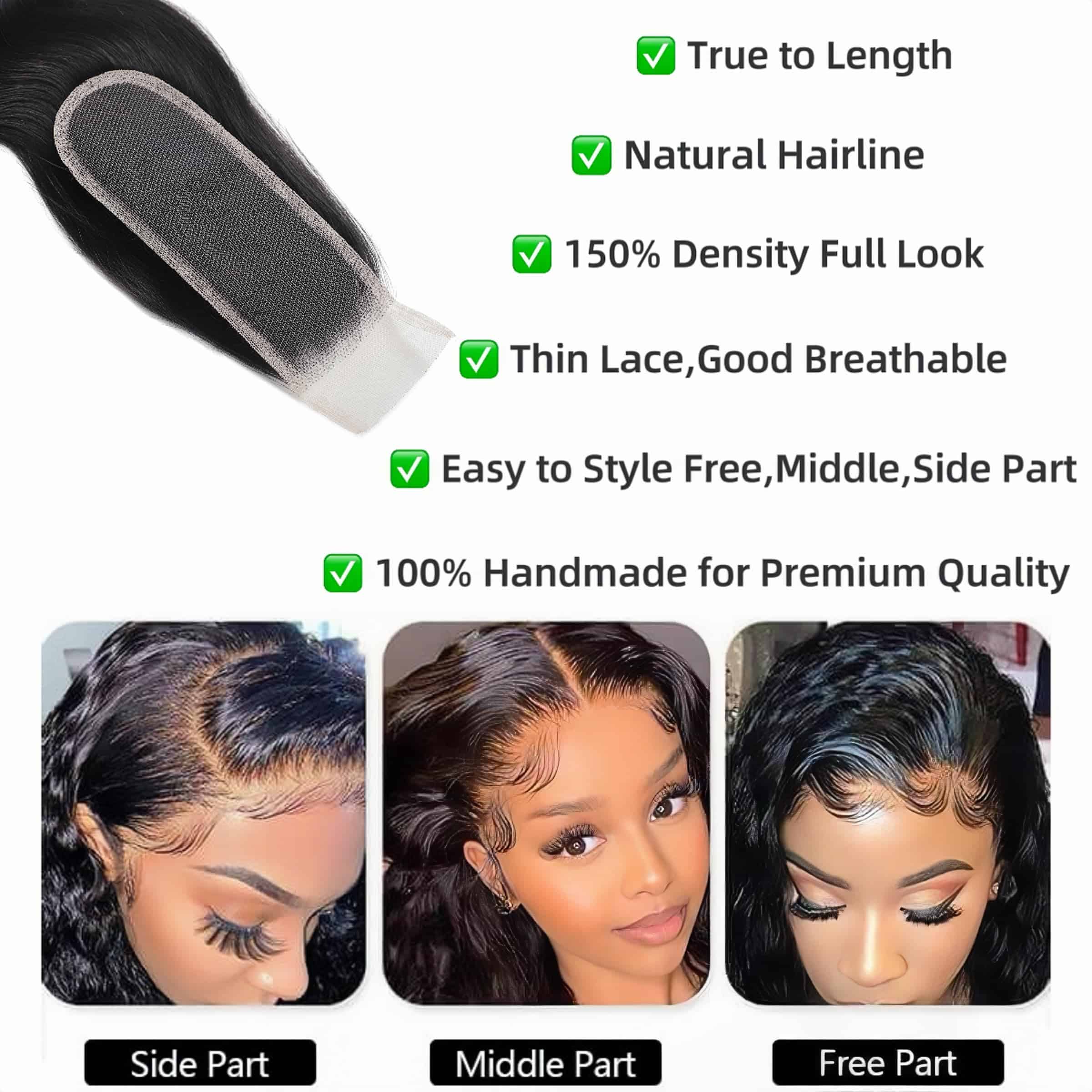 Cierre de encaje HD 2x6 Onda corporal Cabello humano - Imagen 5