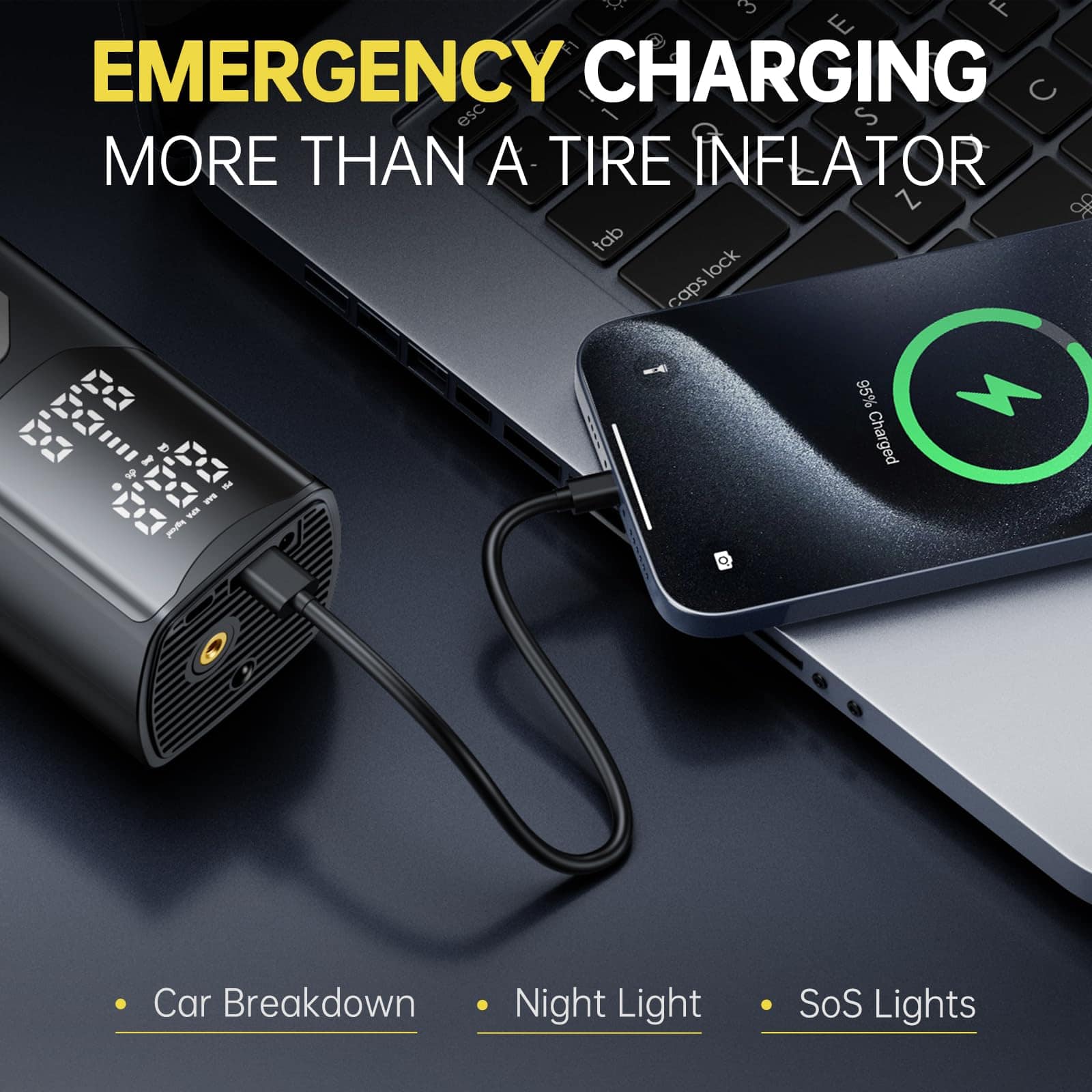 Inflador de neumáticos Compresor de aire portátil, Bomba de - Imagen 5