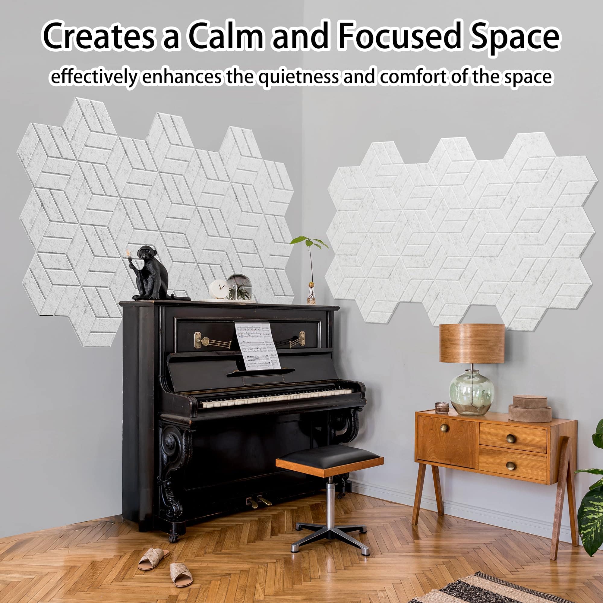 Paneles Acústicos Hexagonales Sanfylikus Pack de 12, 12" x - Imagen 3