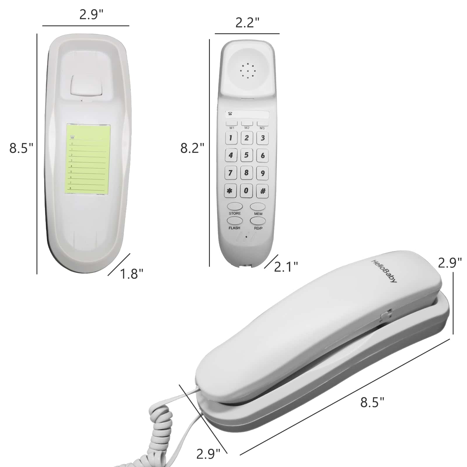 Teléfono fijo de línea delgada HelloBaby para hogar y - Imagen 10
