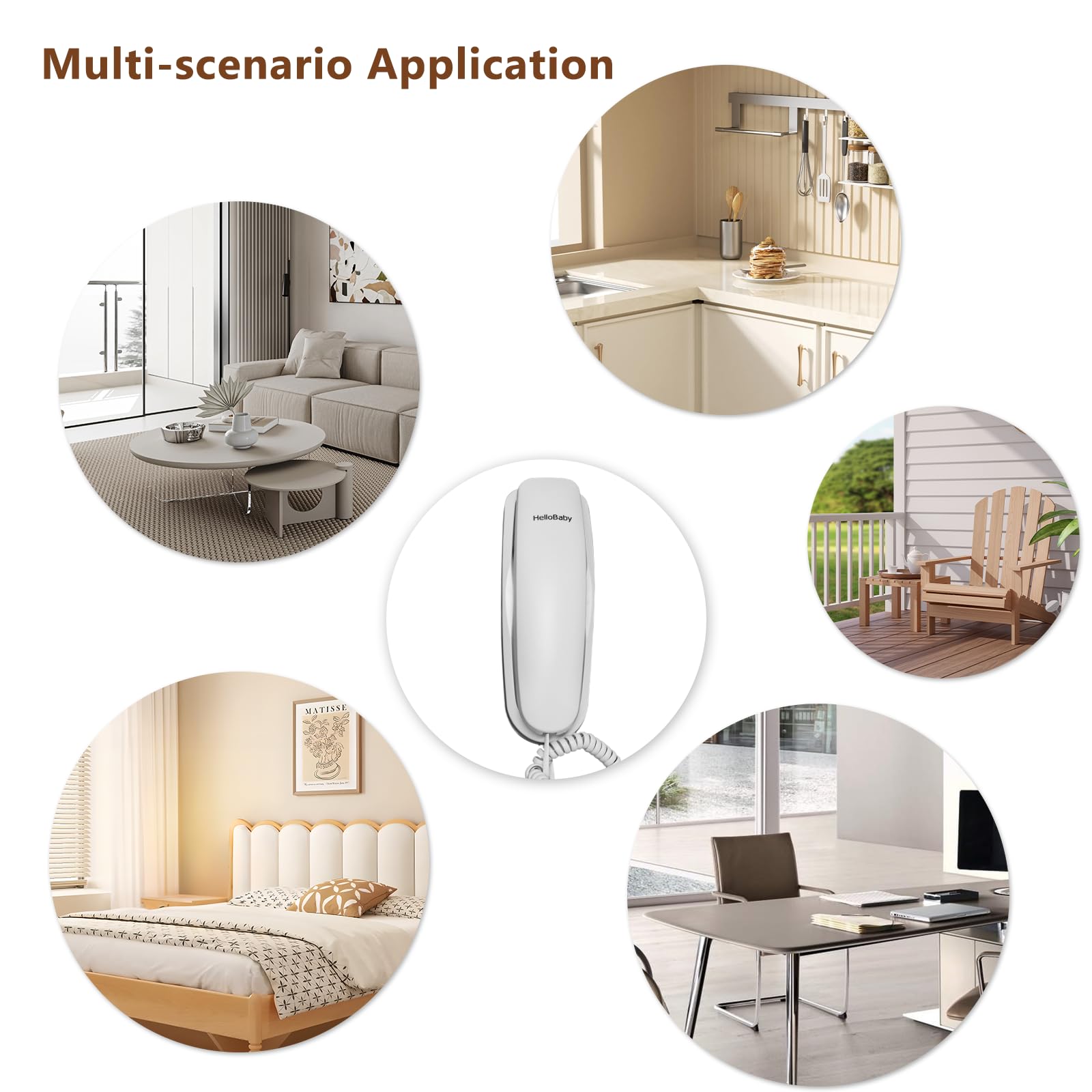 Teléfono fijo de línea delgada HelloBaby para hogar y - Imagen 6