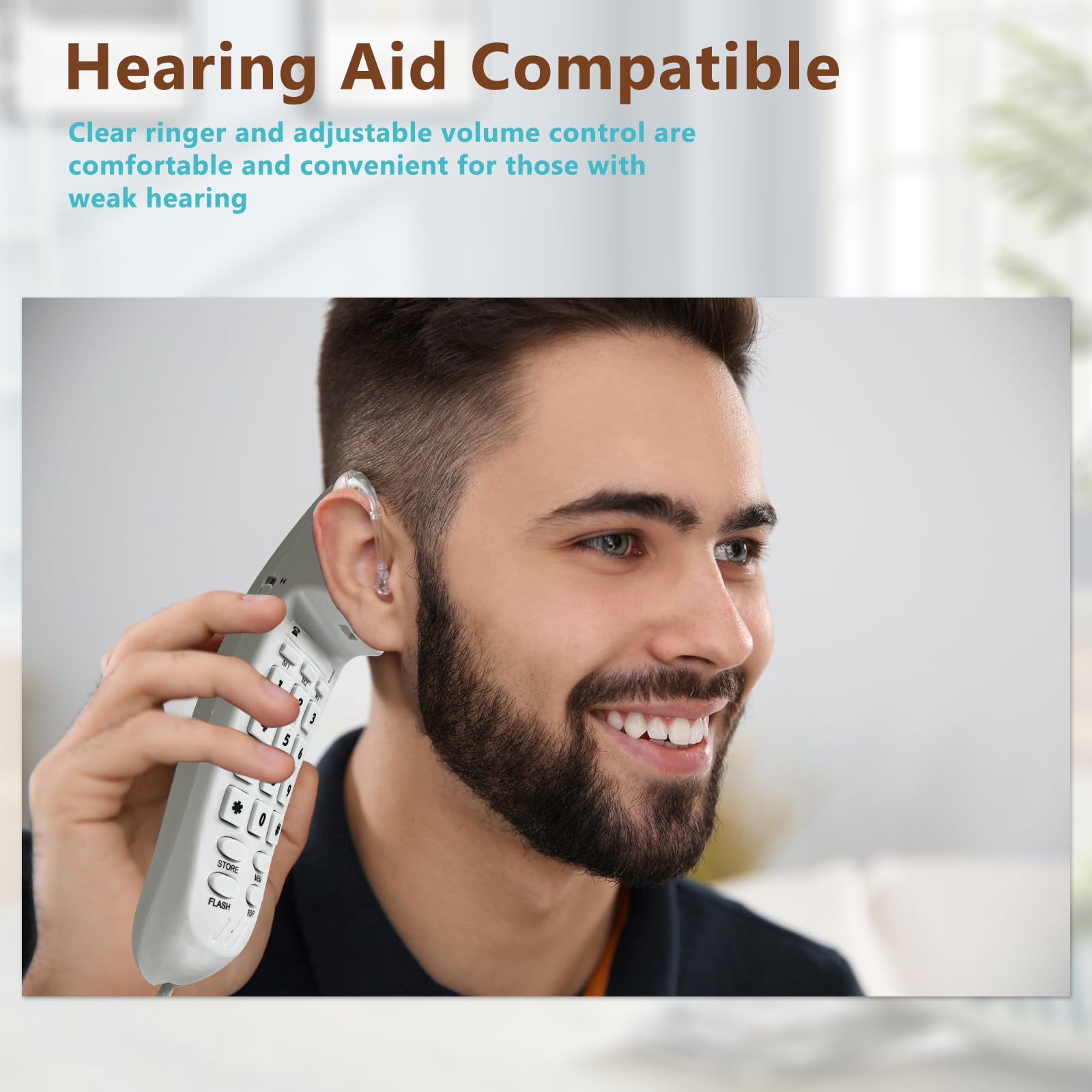 Teléfono fijo de línea delgada HelloBaby para hogar y - Imagen 8