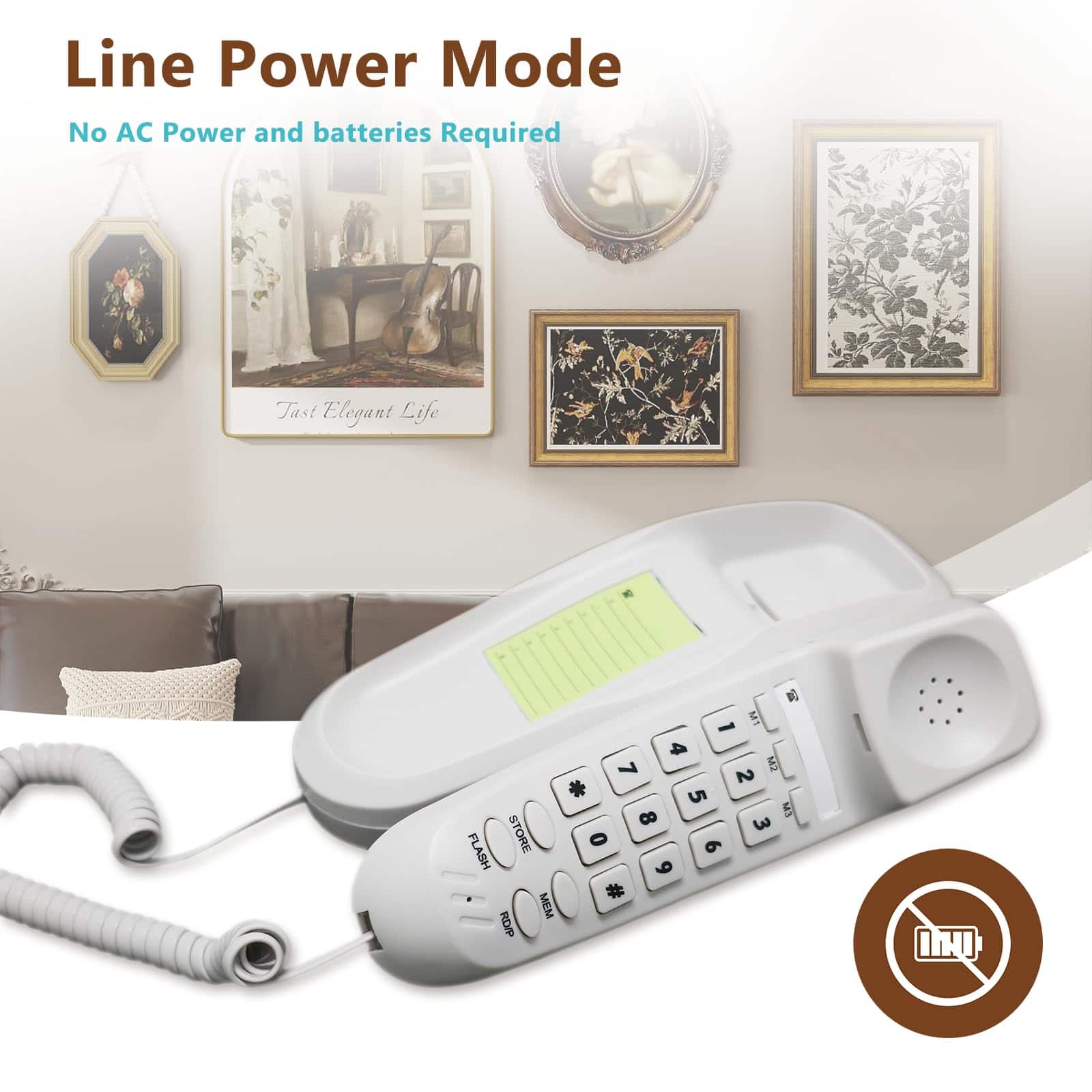 Teléfono fijo de línea delgada HelloBaby para hogar y - Imagen 9