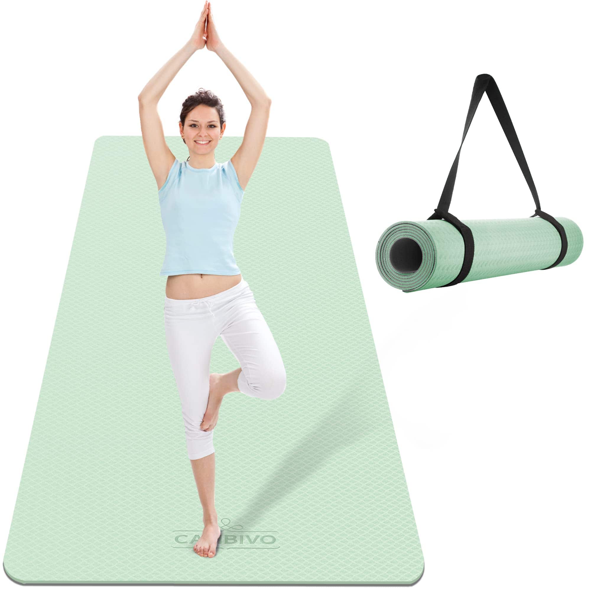 Tapete de Yoga Extra Ancho CAMBIVO para -Verde Menta